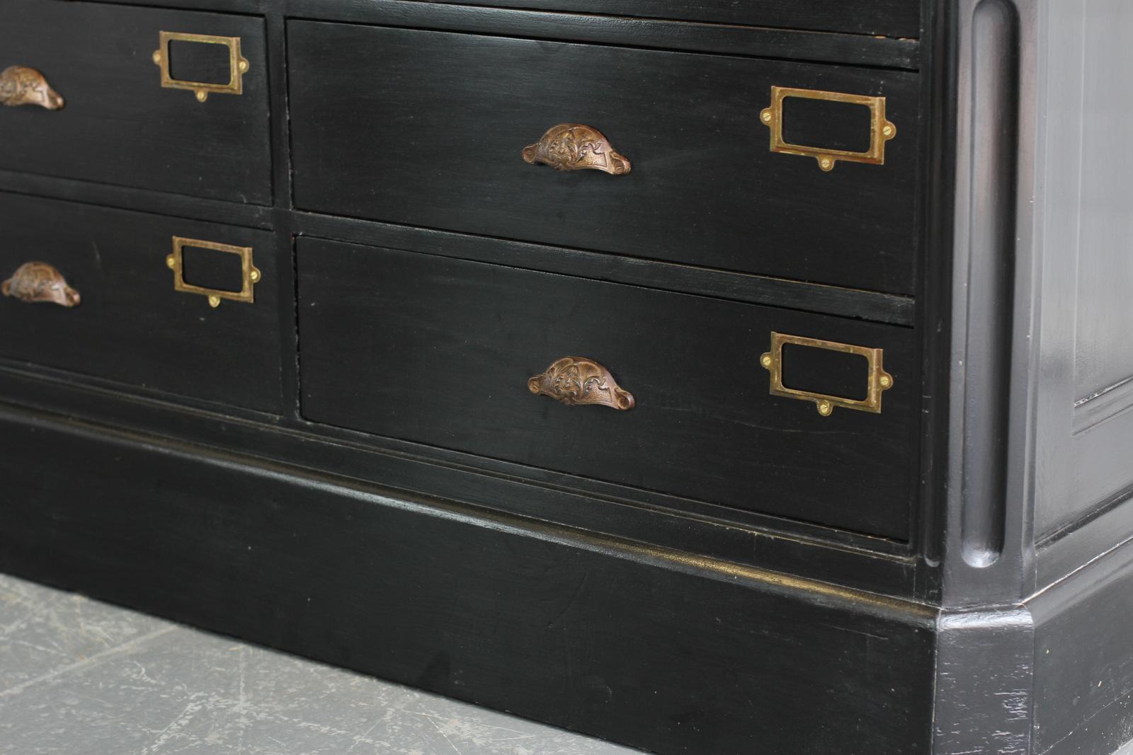 Industrial Ebonised French Apothecary Drawers, circa 1910
