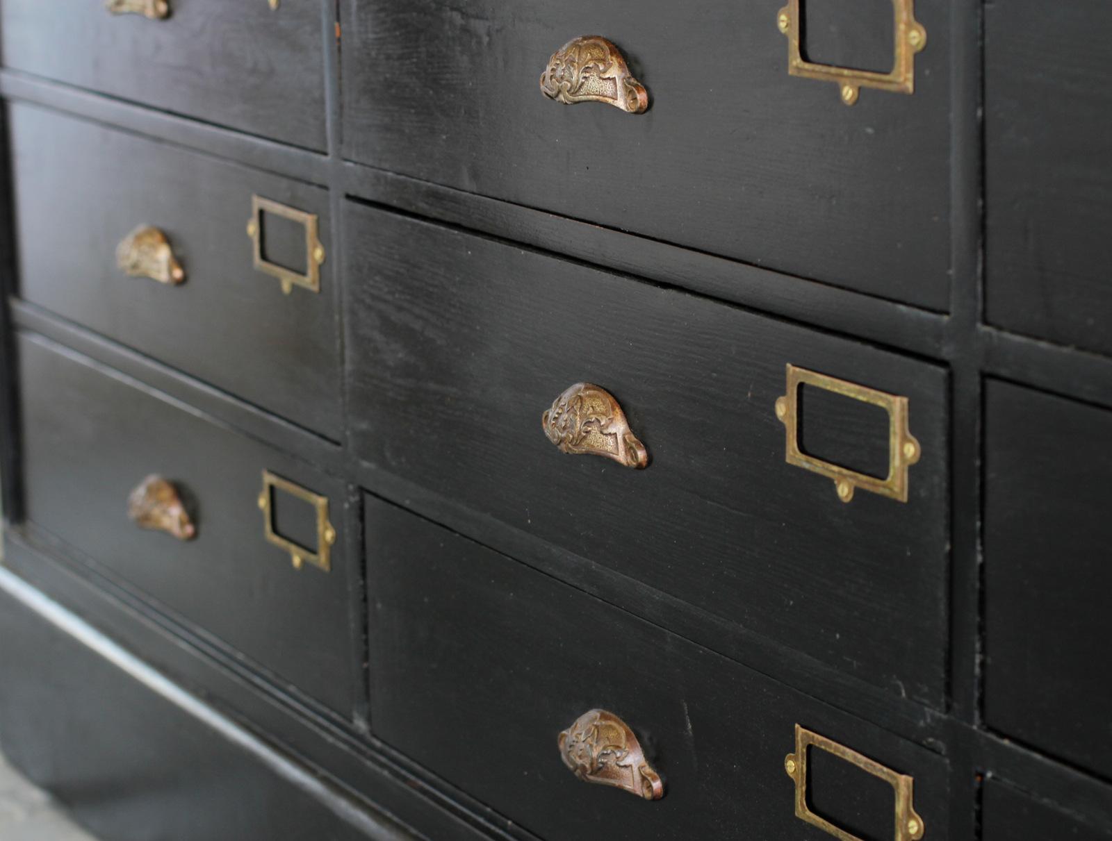 Ebonised French Apothecary Drawers, circa 1910 1