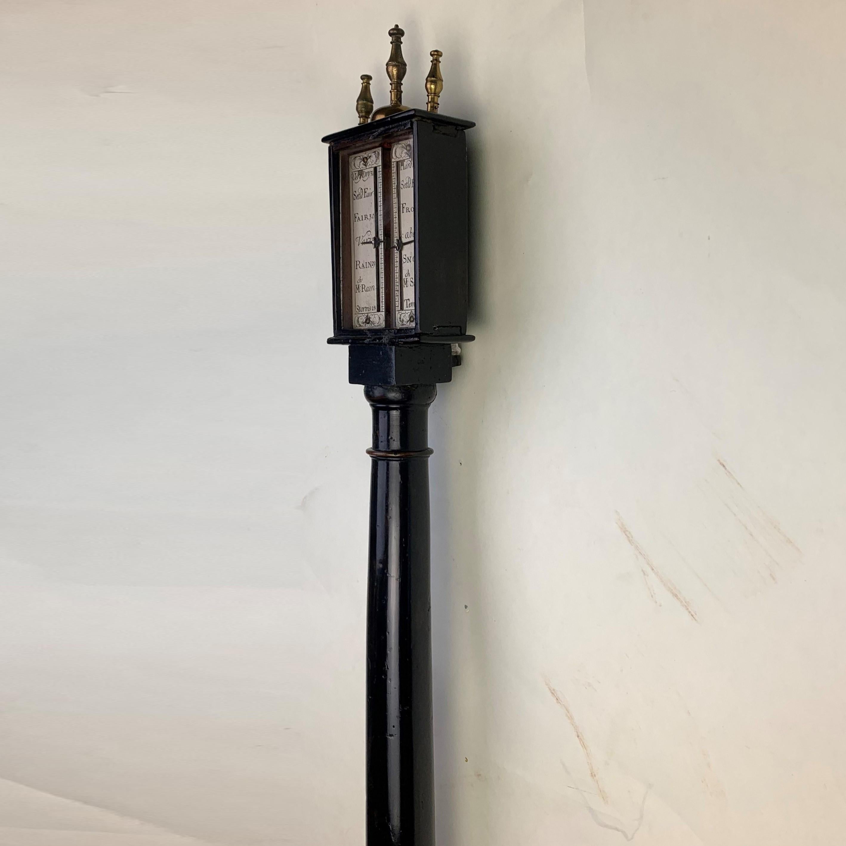 Ebonized Fruitwood and Brass-Mounted Siphon Tube Barometer In Fair Condition For Sale In Folkestone, GB