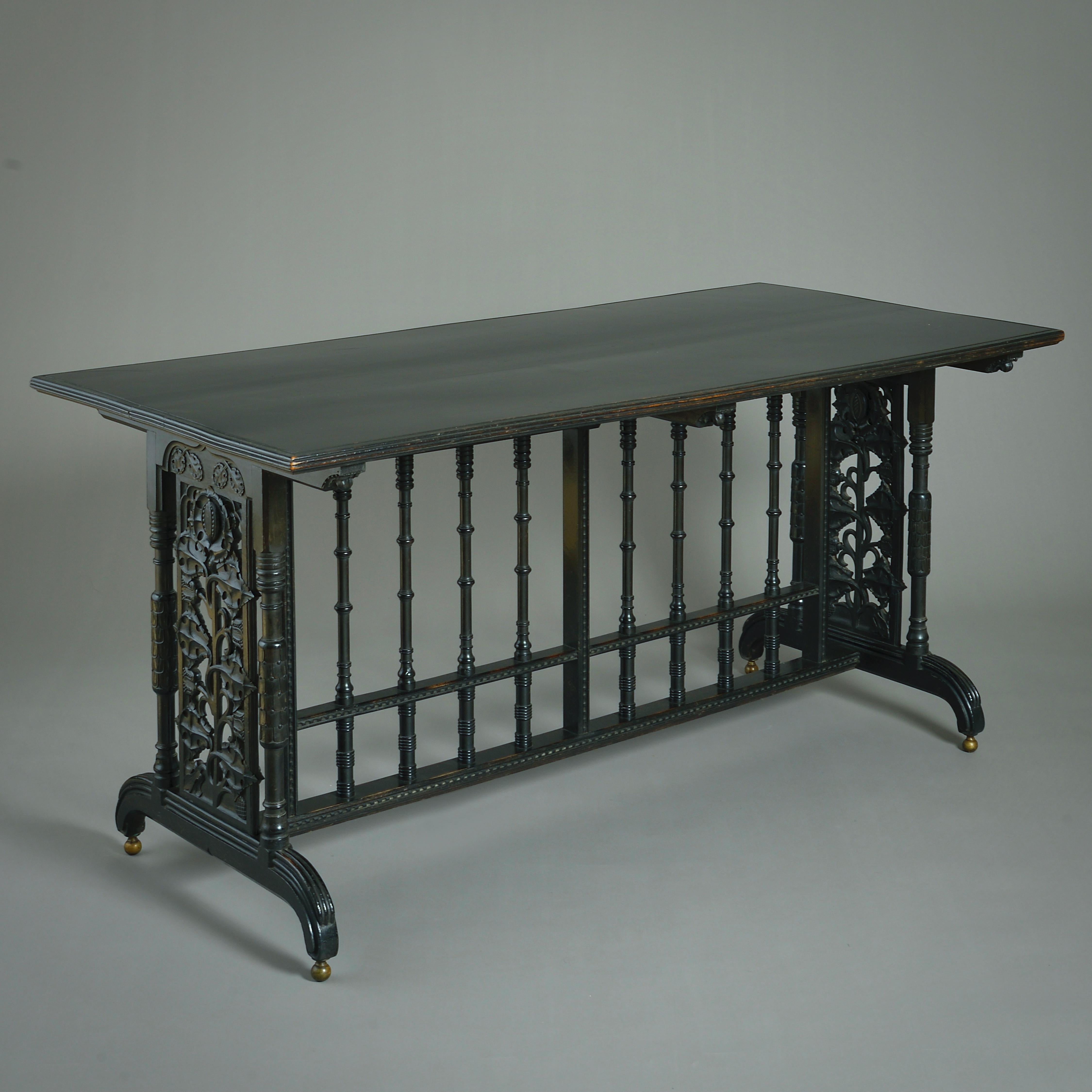 Ebonised Library Table Designed by John Francis Bentley In Good Condition In London, GB