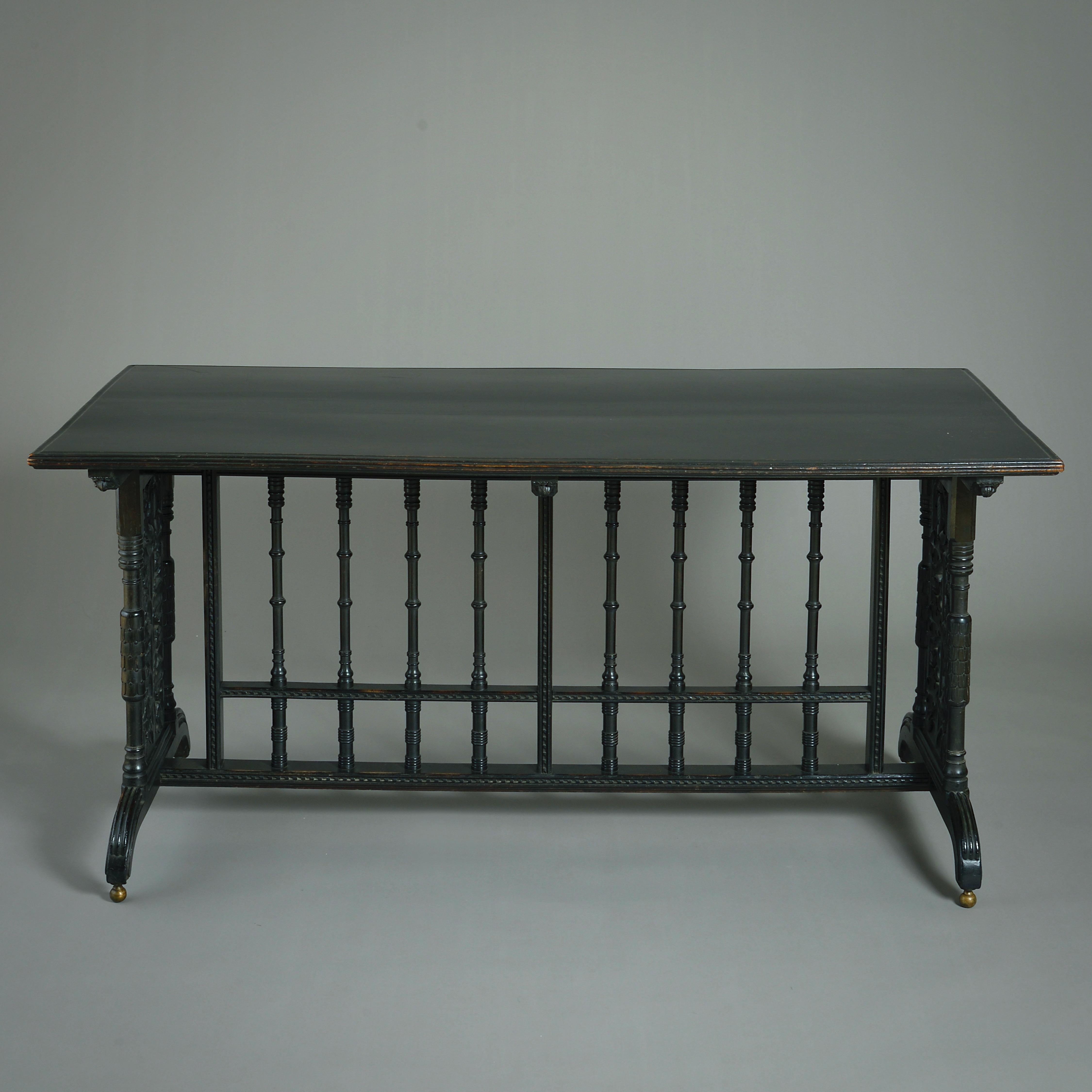 19th Century Ebonised Library Table Designed by John Francis Bentley