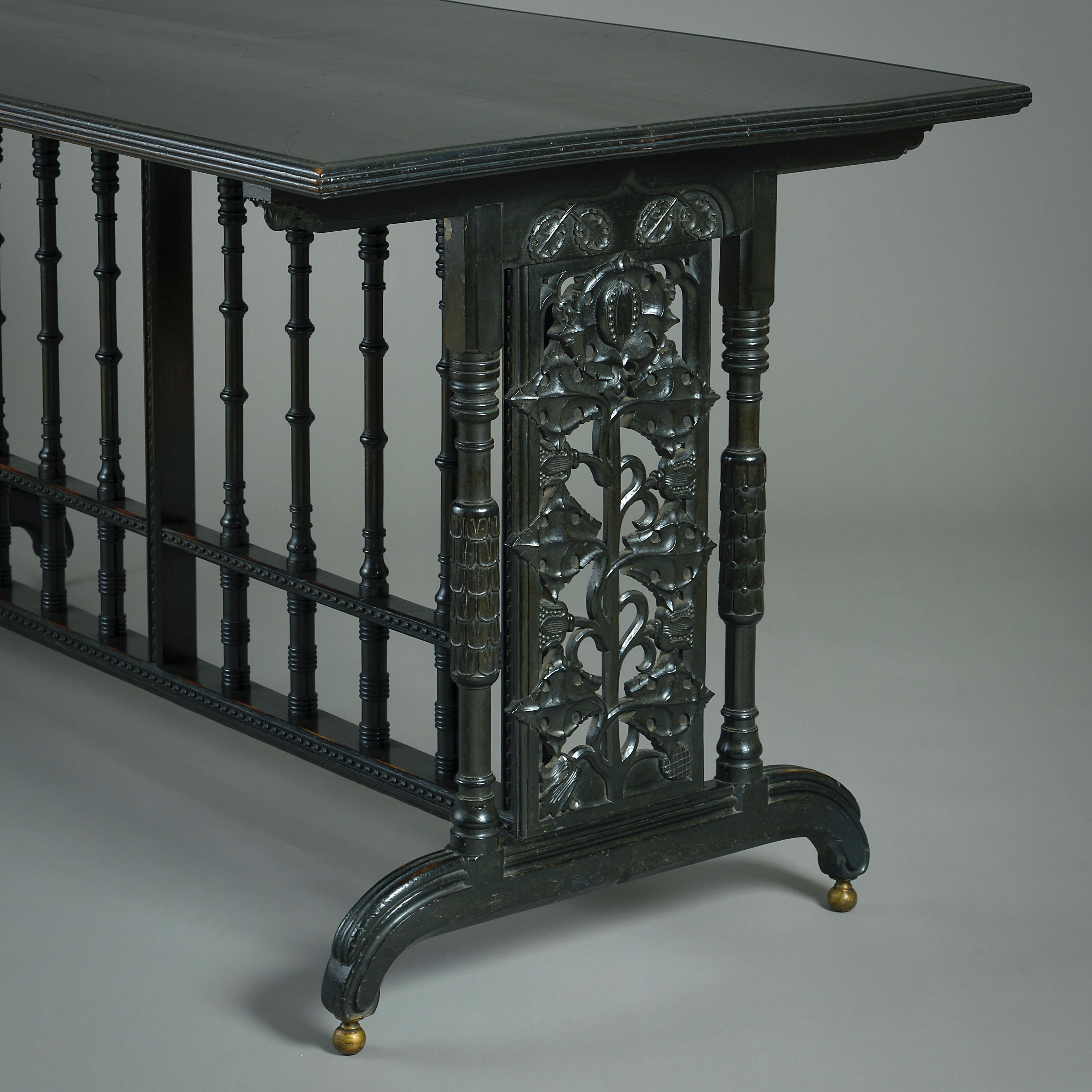Ebonised Library Table Designed by John Francis Bentley 1