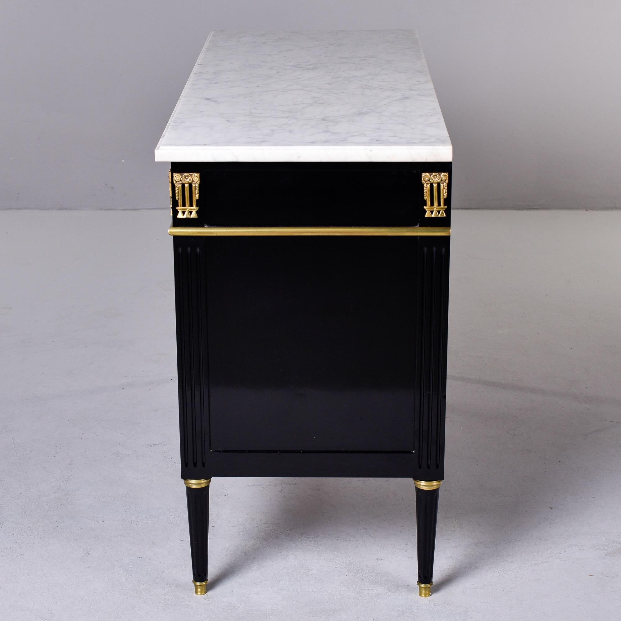 Ebonised Louis XVI Style Mahogany Commode with White Marble Top 4