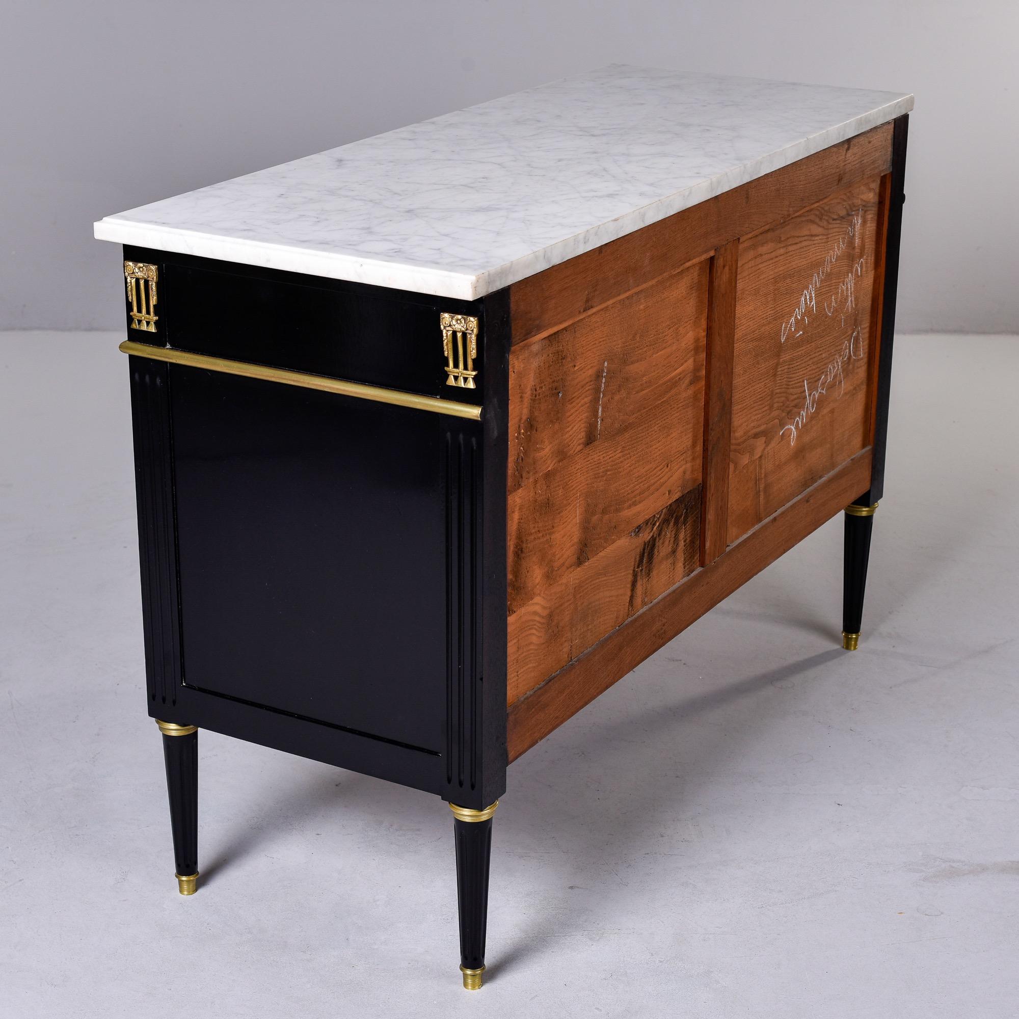 Ebonised Louis XVI Style Mahogany Commode with White Marble Top 6