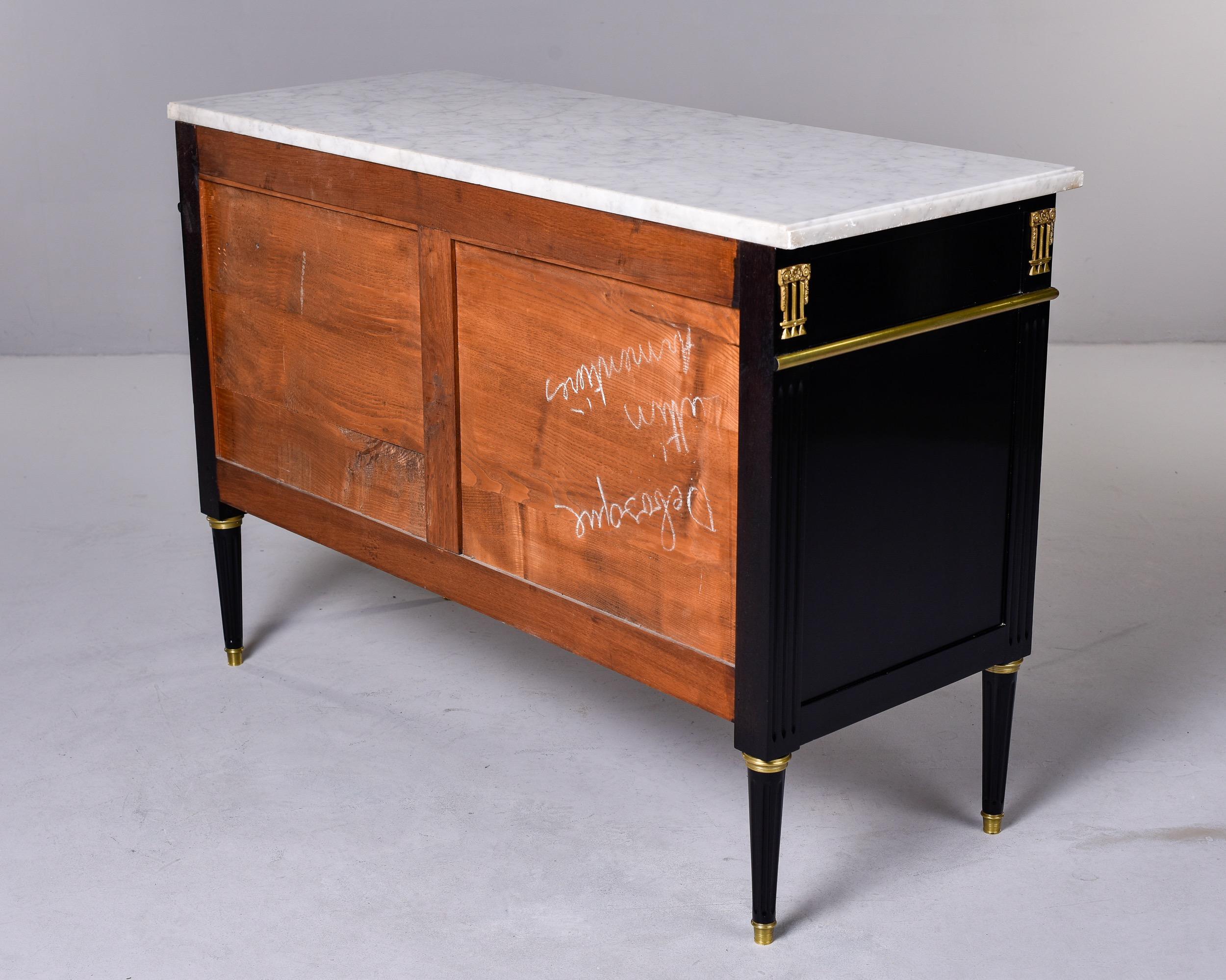Ebonised Louis XVI Style Mahogany Commode with White Marble Top 7