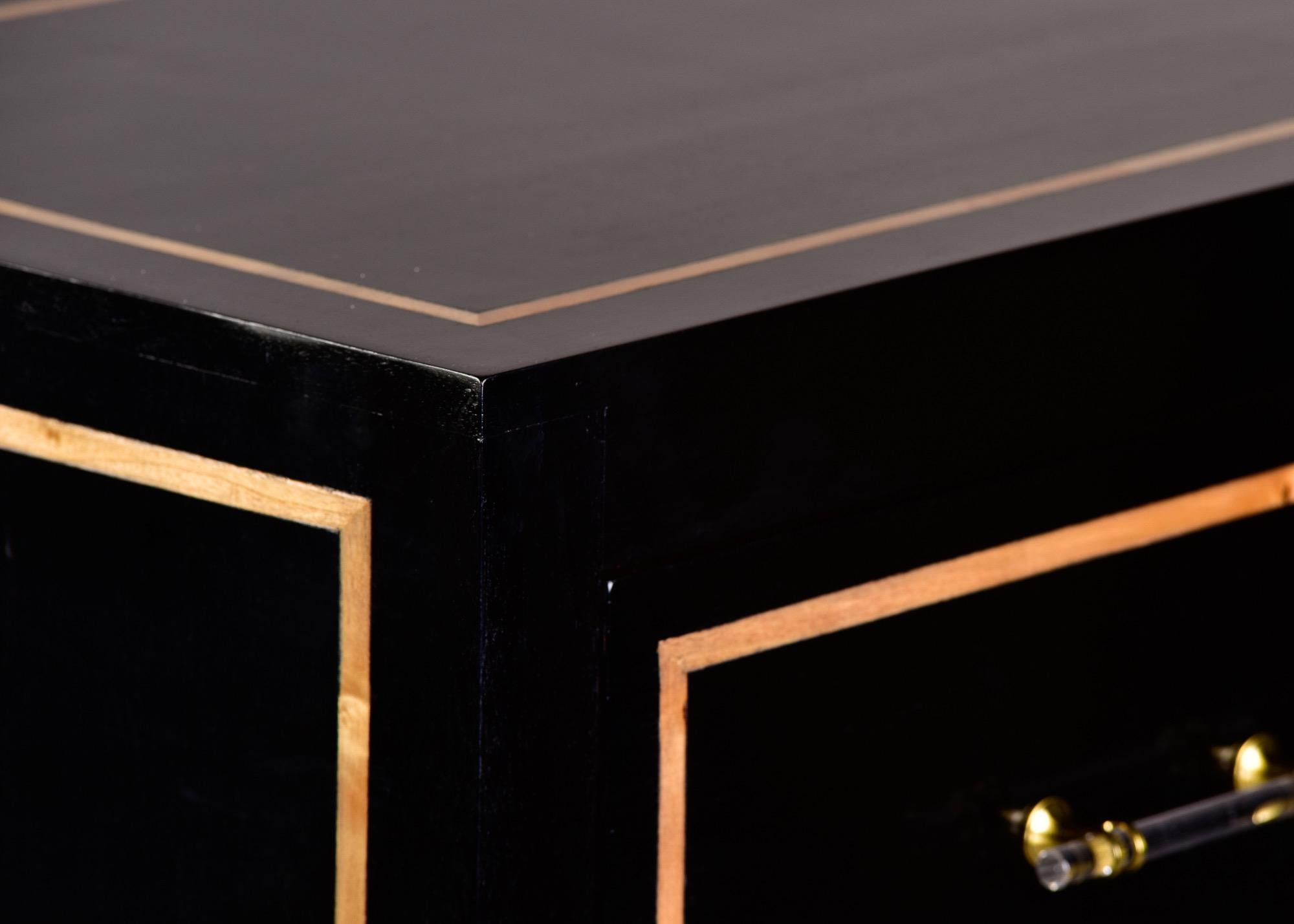 Ebonised Mahogany Two Drawer Chest with Inlay 7