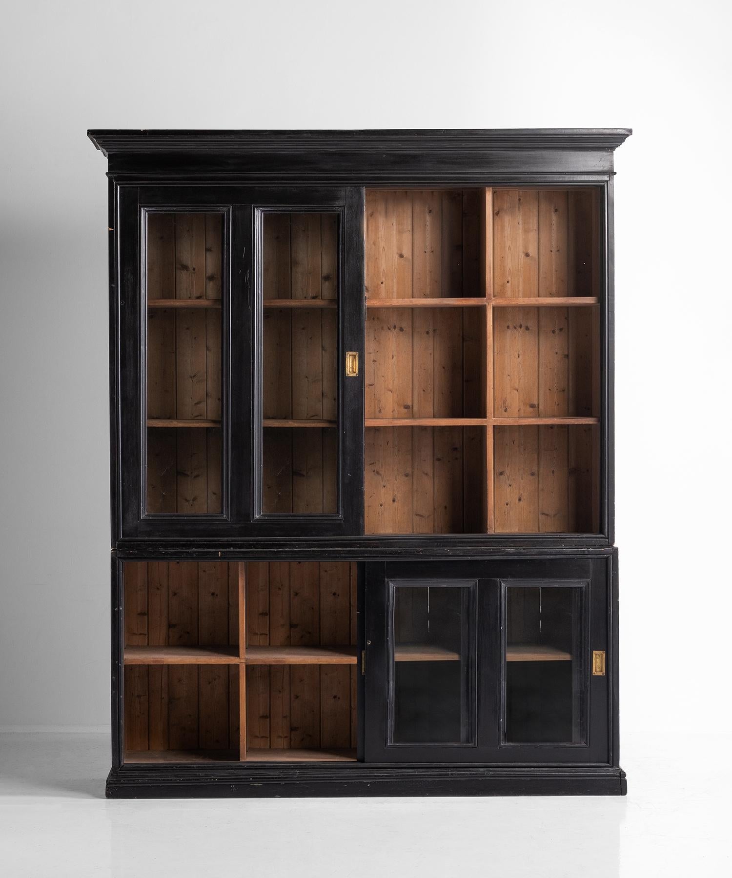 19th Century Ebonized Museum Cabinet