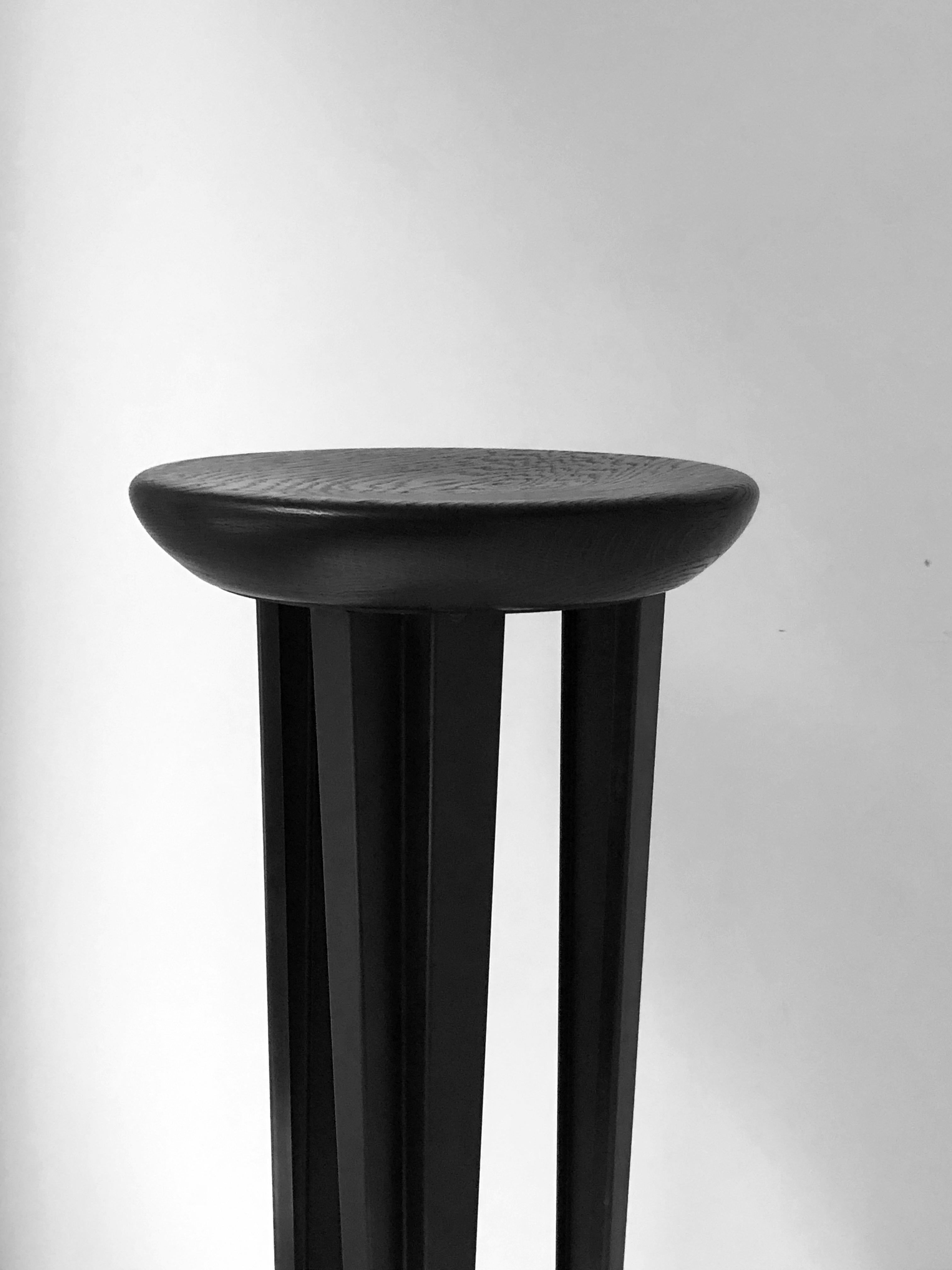 Post-Modern Ebonised Oak Bar Stool Signed by Cal Summers