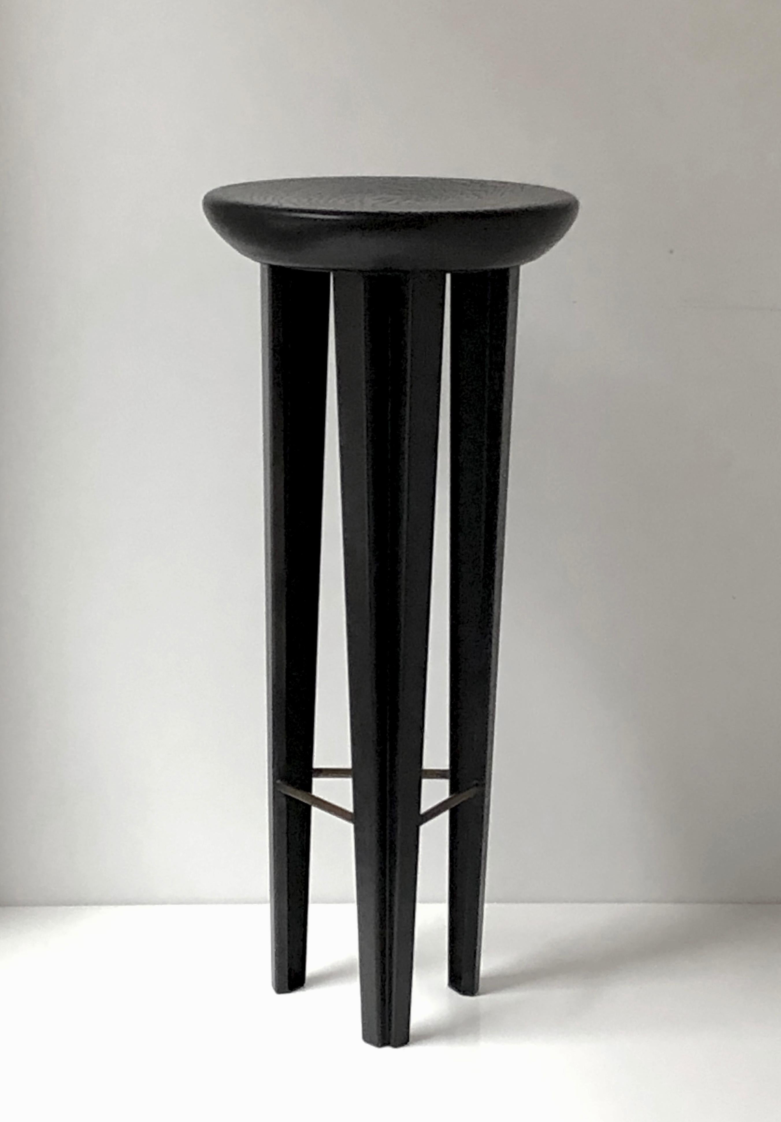 Canadian Ebonised Oak Bar Stool Signed by Cal Summers For Sale