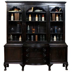Ebonised Oak Glazed Bookcase Austrian Display Cabinet