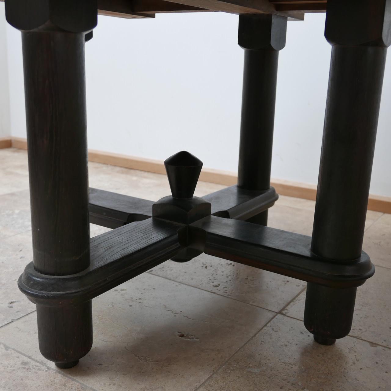 Ebonised Oak Mid-Century French Guillerme et Chambron Dining Table 9