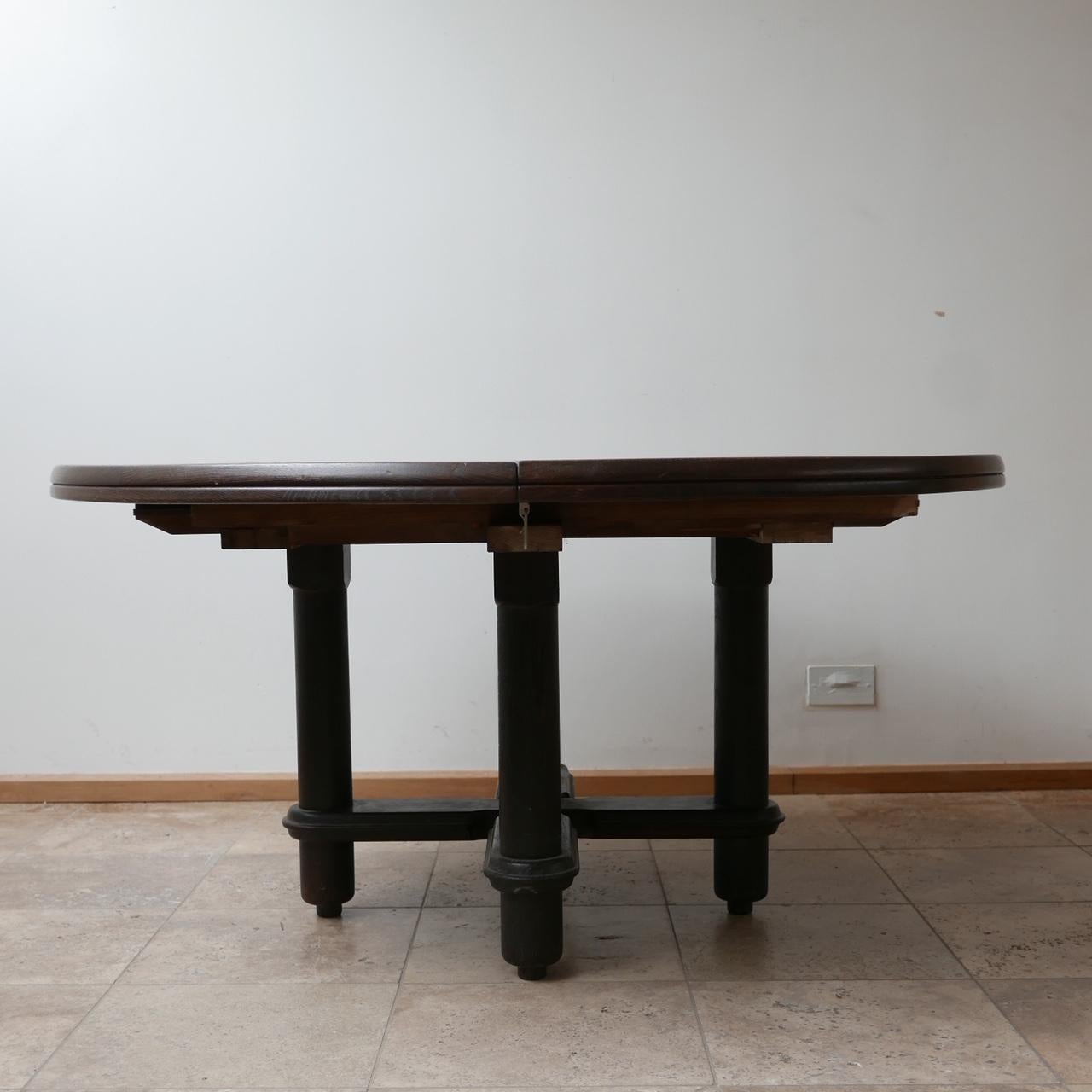 Ebonised Oak Mid-Century French Guillerme et Chambron Dining Table 12