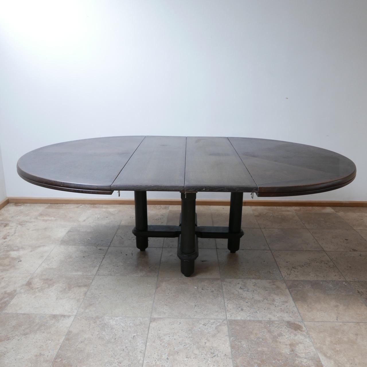 Ebonised Oak Mid-Century French Guillerme et Chambron Dining Table 1