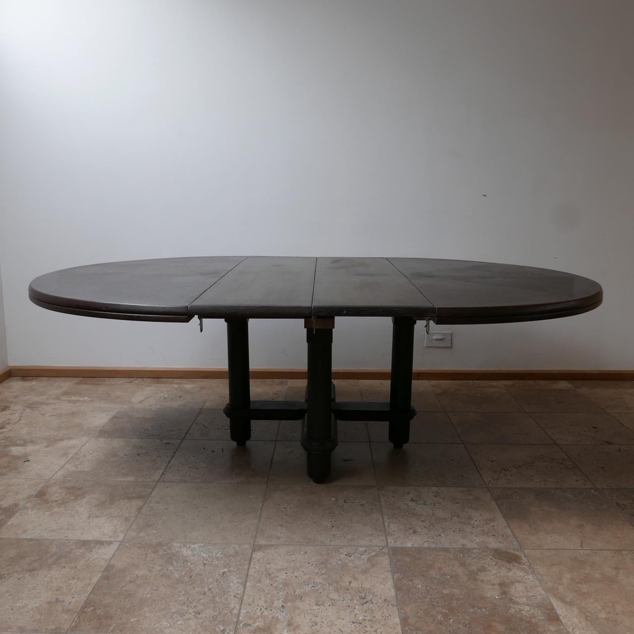 Ebonised Oak Mid-Century French Guillerme et Chambron Dining Table 2