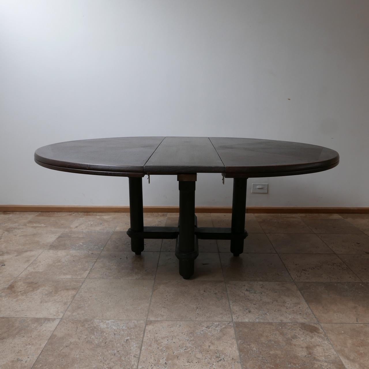 Ebonised Oak Mid-Century French Guillerme et Chambron Dining Table 4