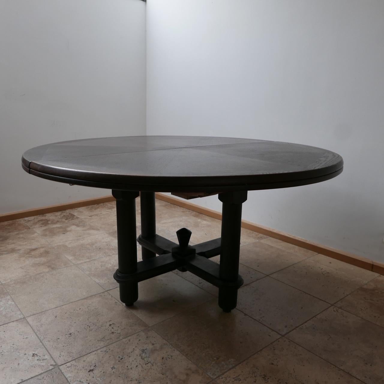 Ebonised Oak Mid-Century French Guillerme et Chambron Dining Table 5