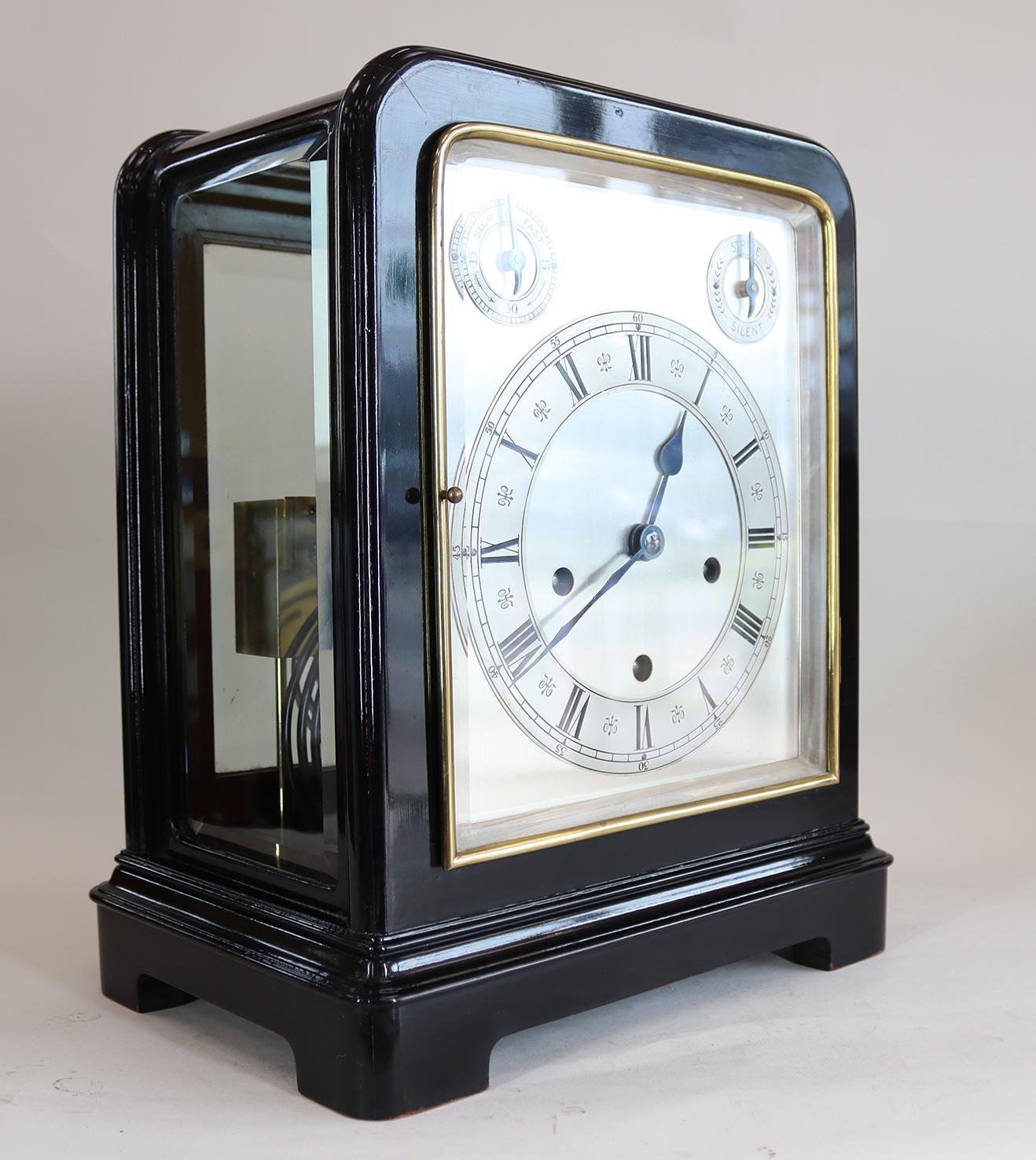 Late 19th Century Ebonised Quarter Chiming 5 Glass Bracket Clock For Sale