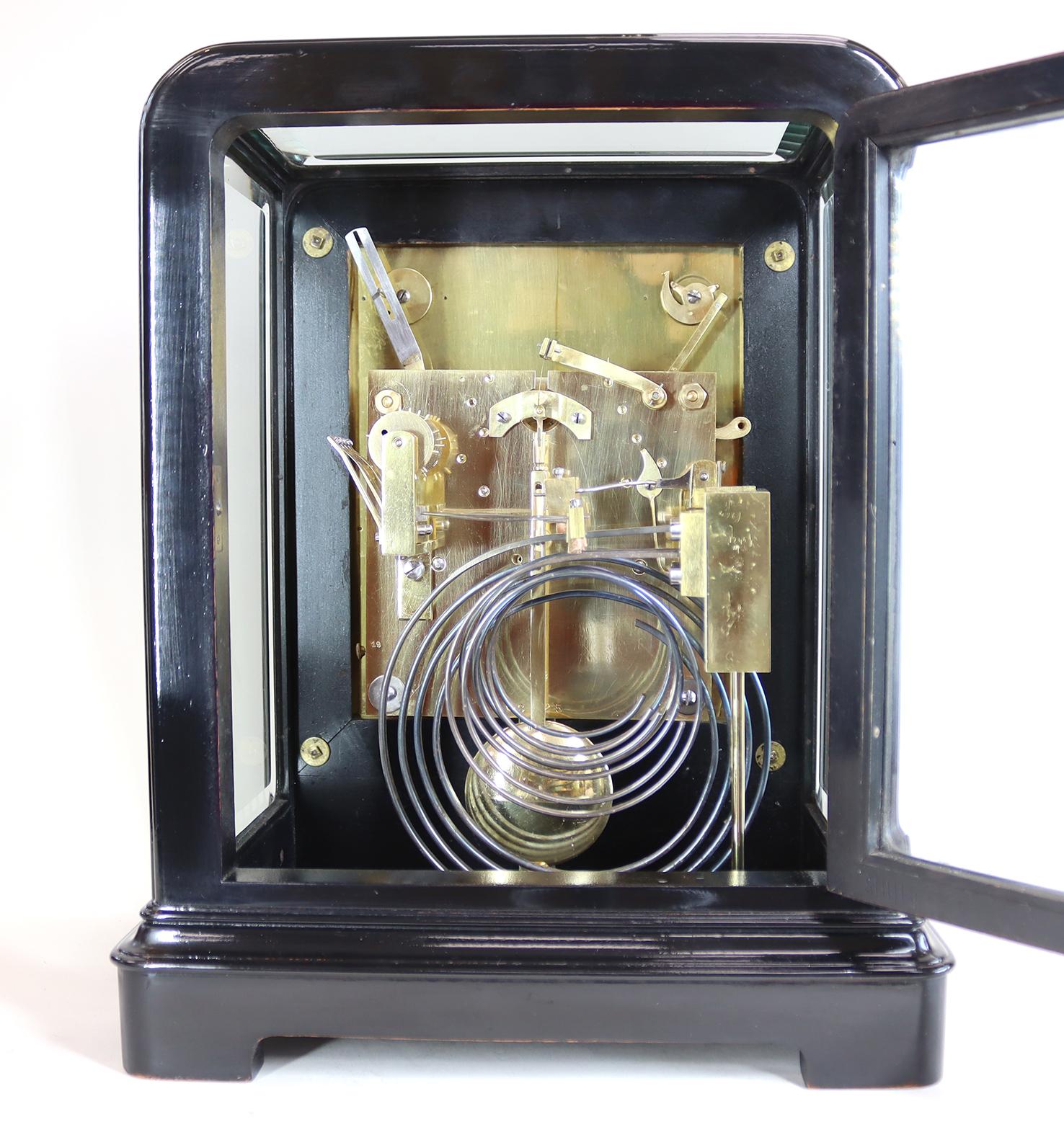 Anglo-Japanese Ebonised Quarter Chiming 5 Glass Bracket Clock For Sale