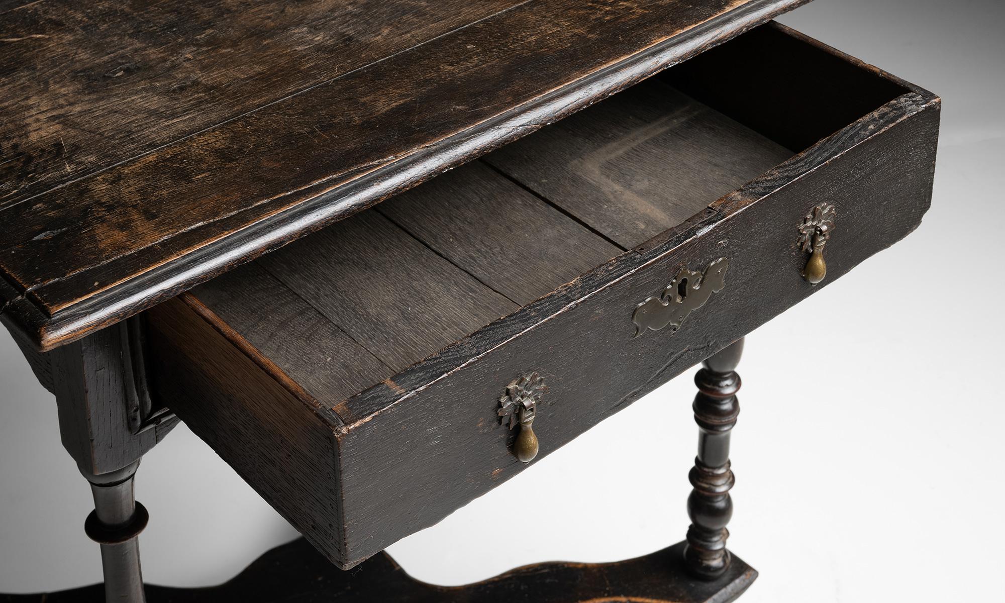 Oak Ebonised Side Table, England circa 1680 For Sale