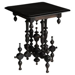 Antique Ebonised Spindle Table, France circa 1900