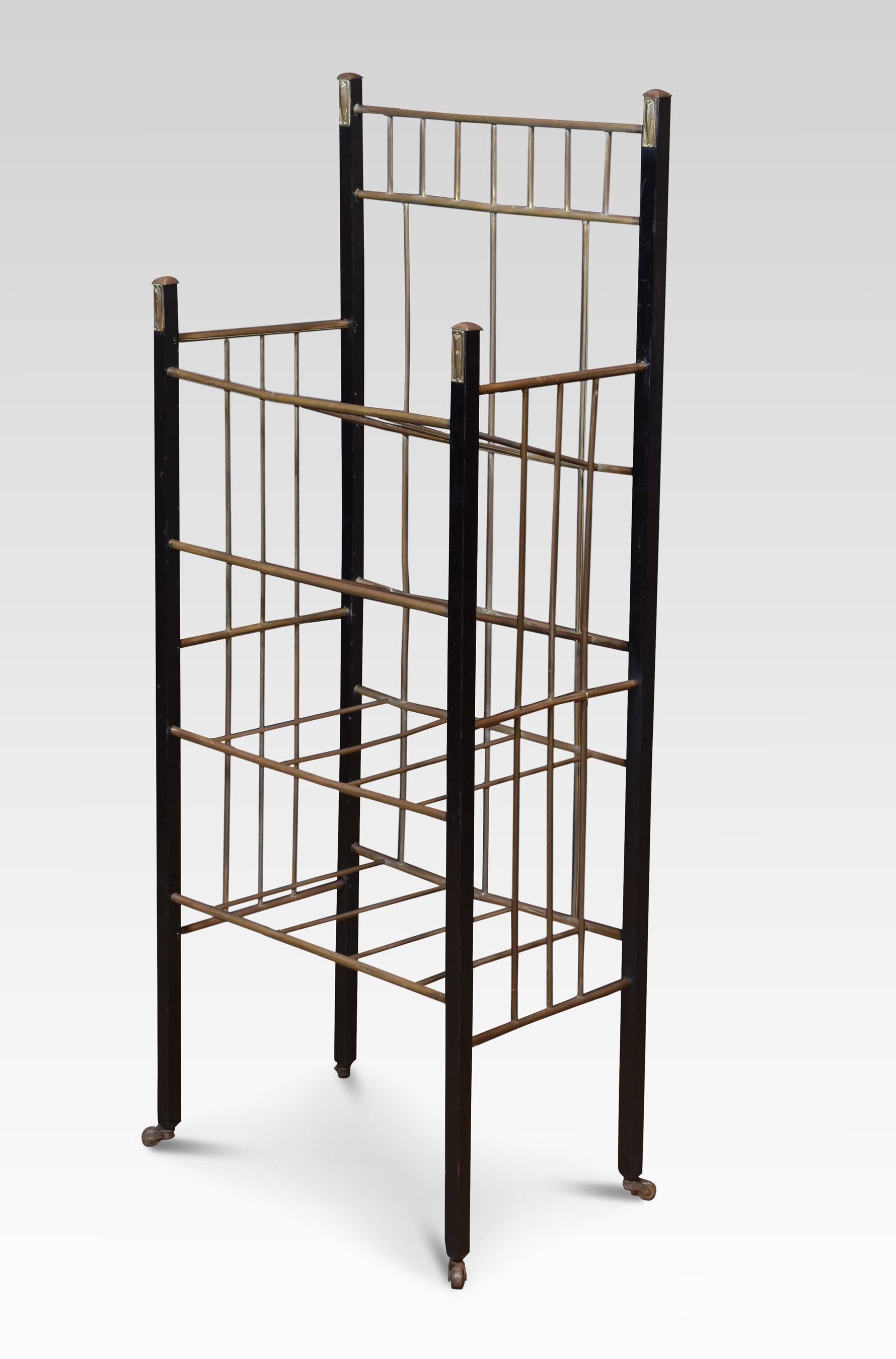 Ebonised three tier newspaper stand For Sale 1
