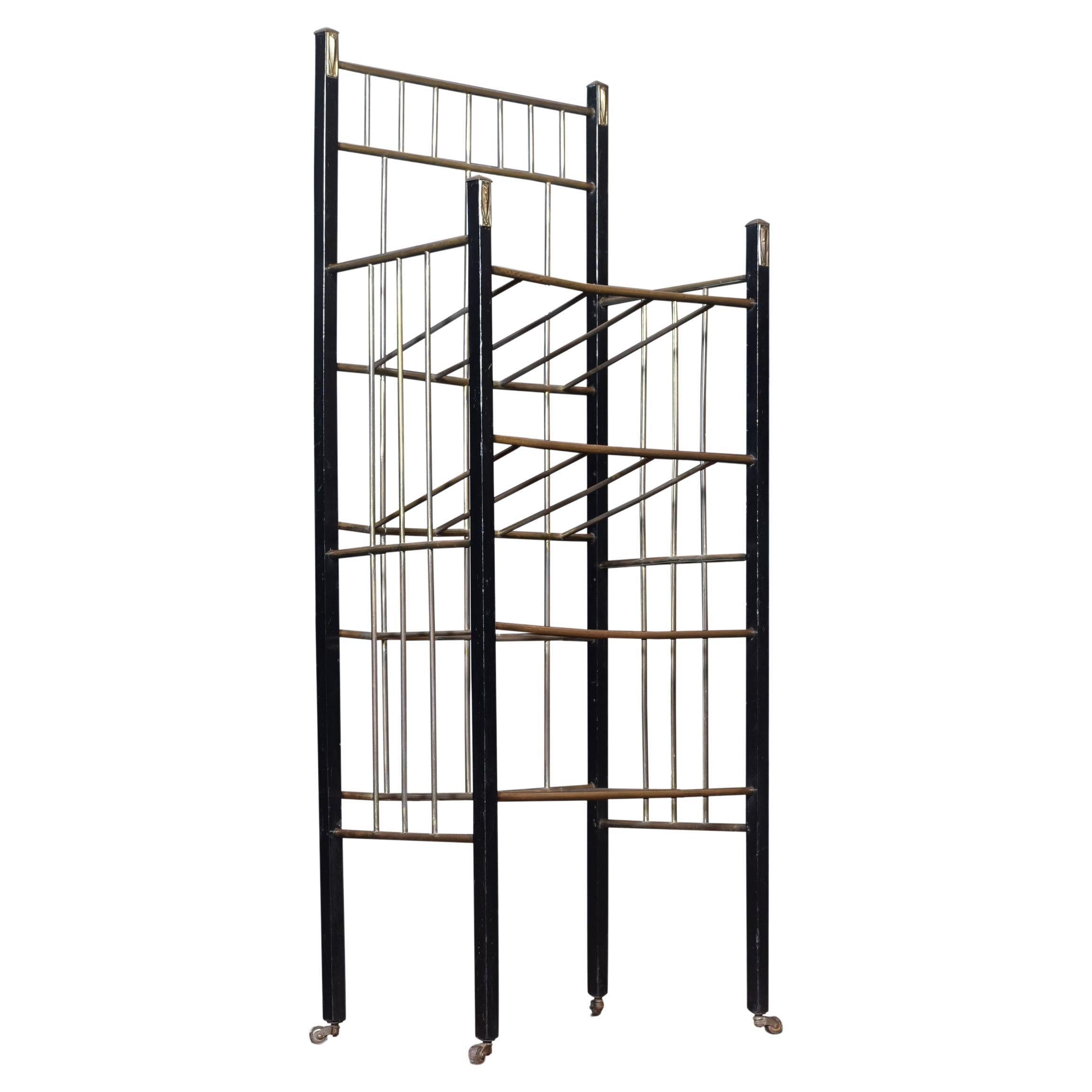 Ebonised three tier newspaper stand For Sale
