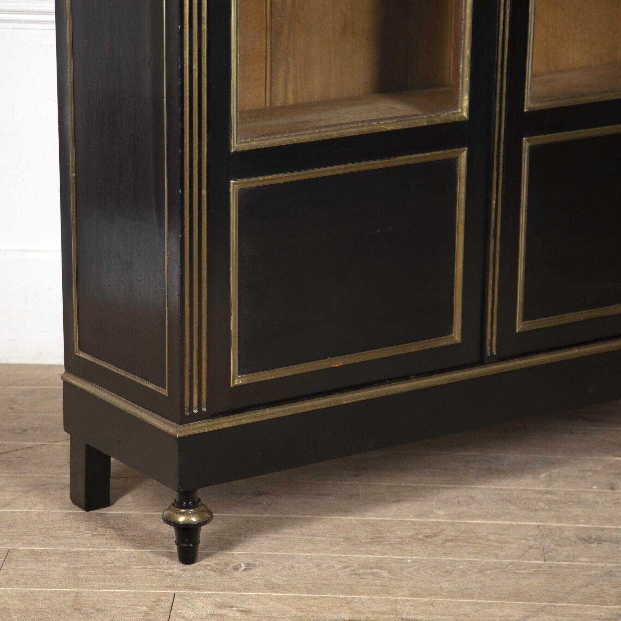 20th Century Ebonised Two-Door Bookcase