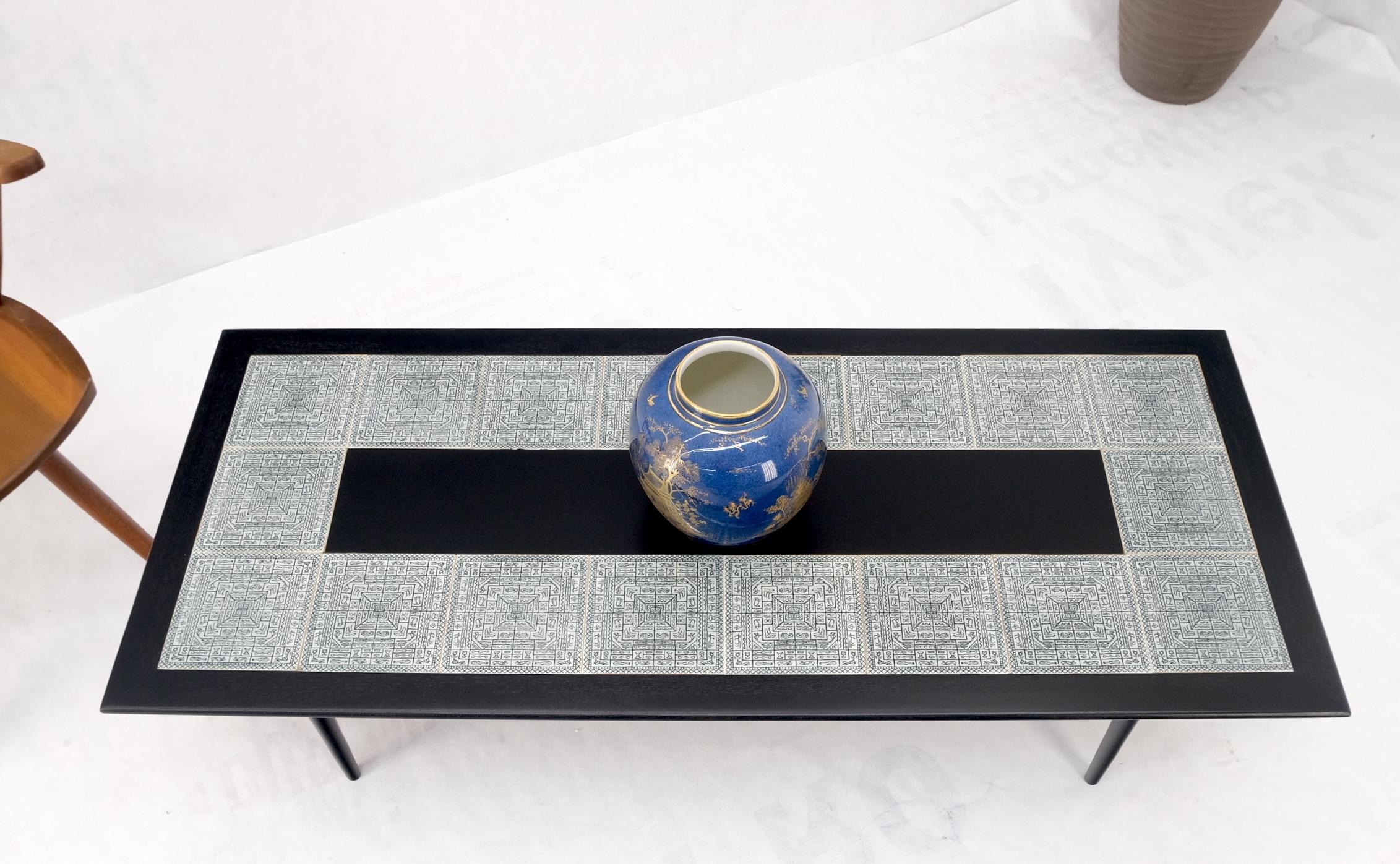Ebonised Walnut Tile Top Dowel Tapered Leg Knife Edge Mid-Century Coffee Table For Sale 5