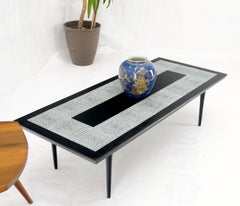 Ebonised Walnut Tile Top Dowel Tapered Leg Knife Edge Mid-Century Coffee Table