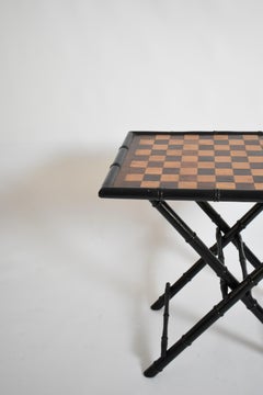 Ebonised wood faux bamboo table, 1960s