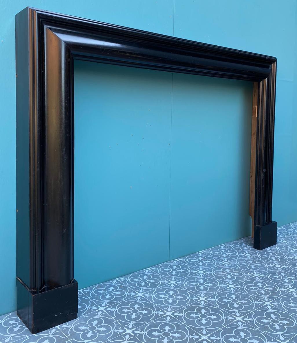 Ebonized Wood Reclaimed Bolection Mantel In Fair Condition For Sale In Wormelow, Herefordshire