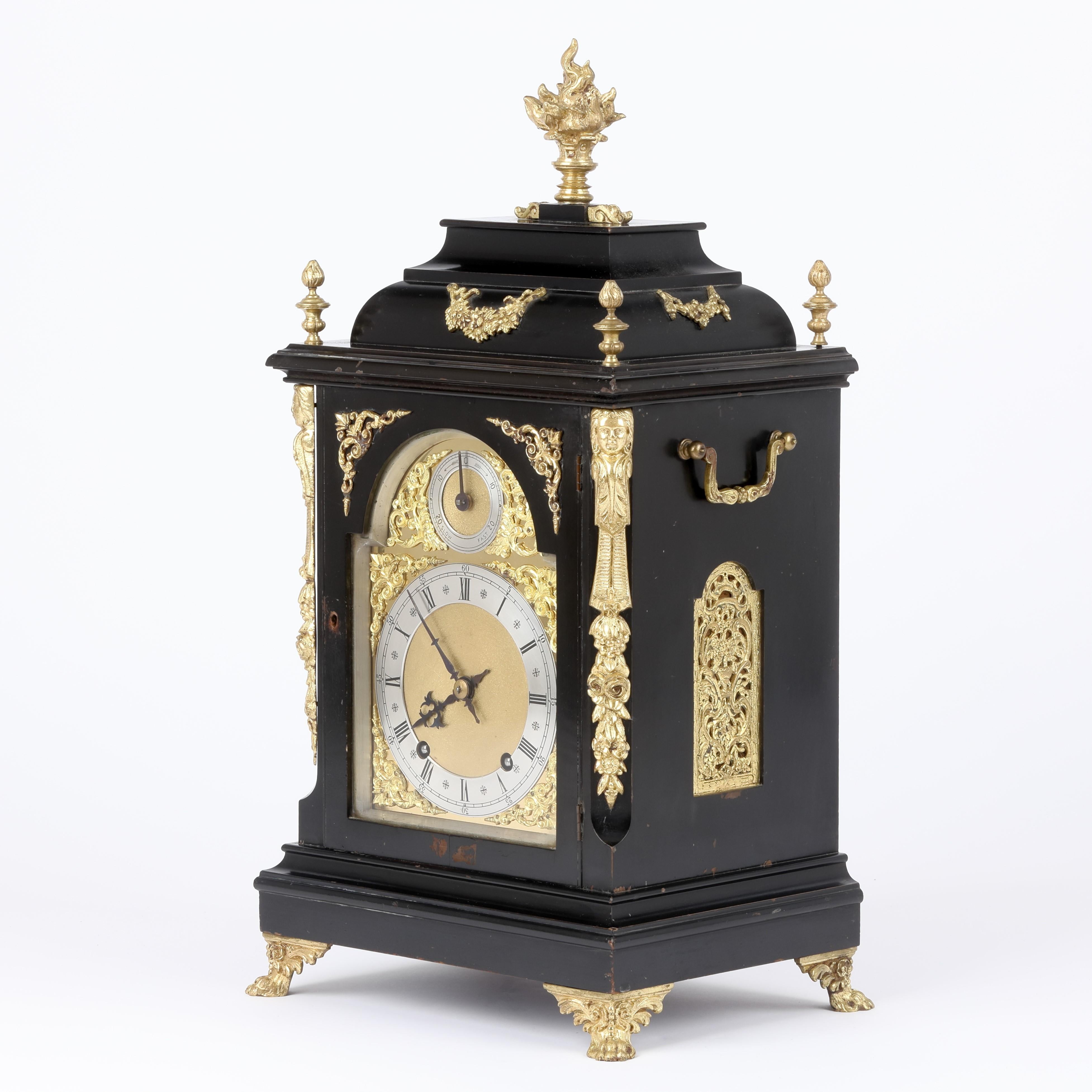 Ebonised Brtacket Clock by Winterhalder & Hofmeier In Good Condition In Folkestone, GB