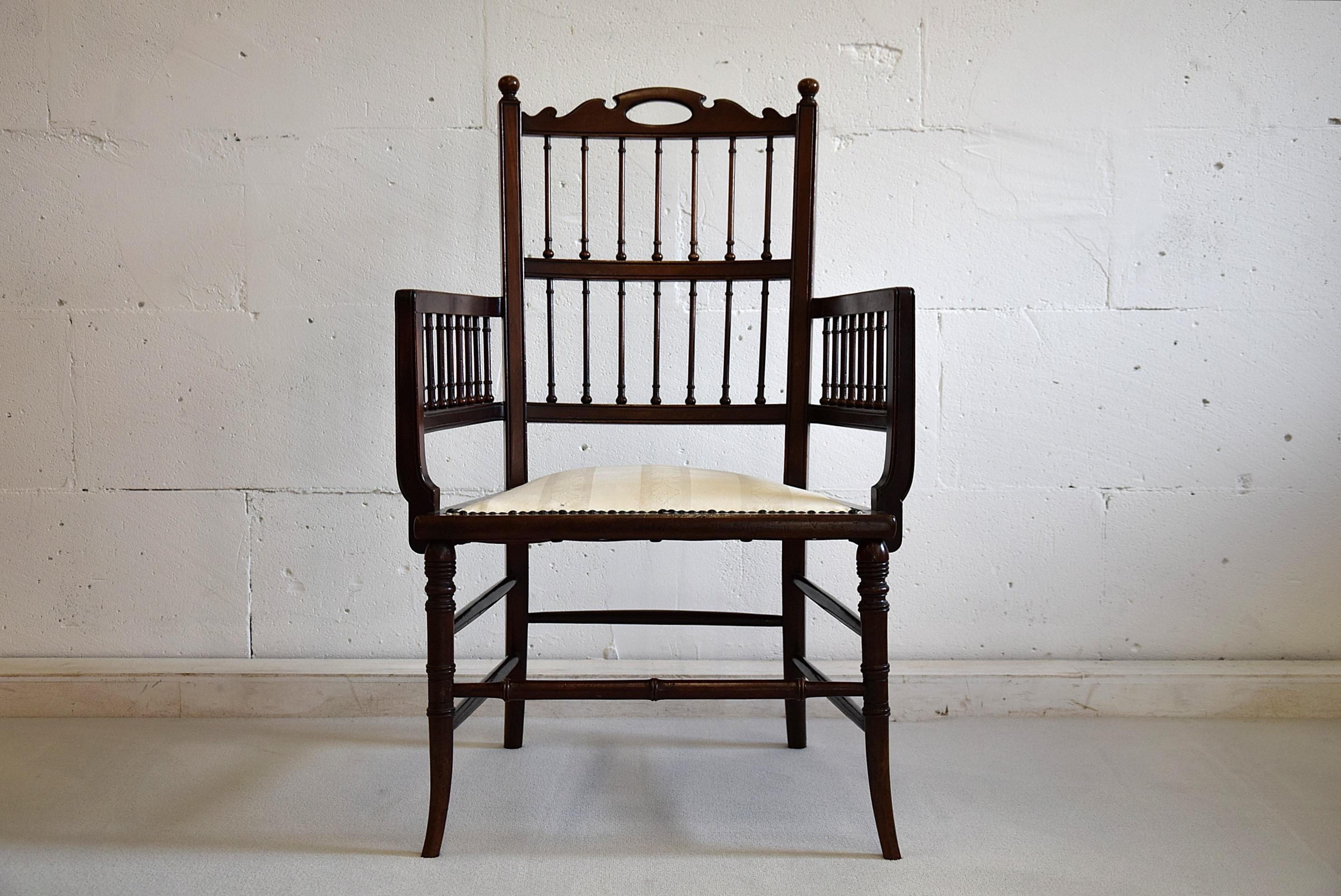 Other Ebonized 19th Century Art & Craft Sussex Armchair For Sale