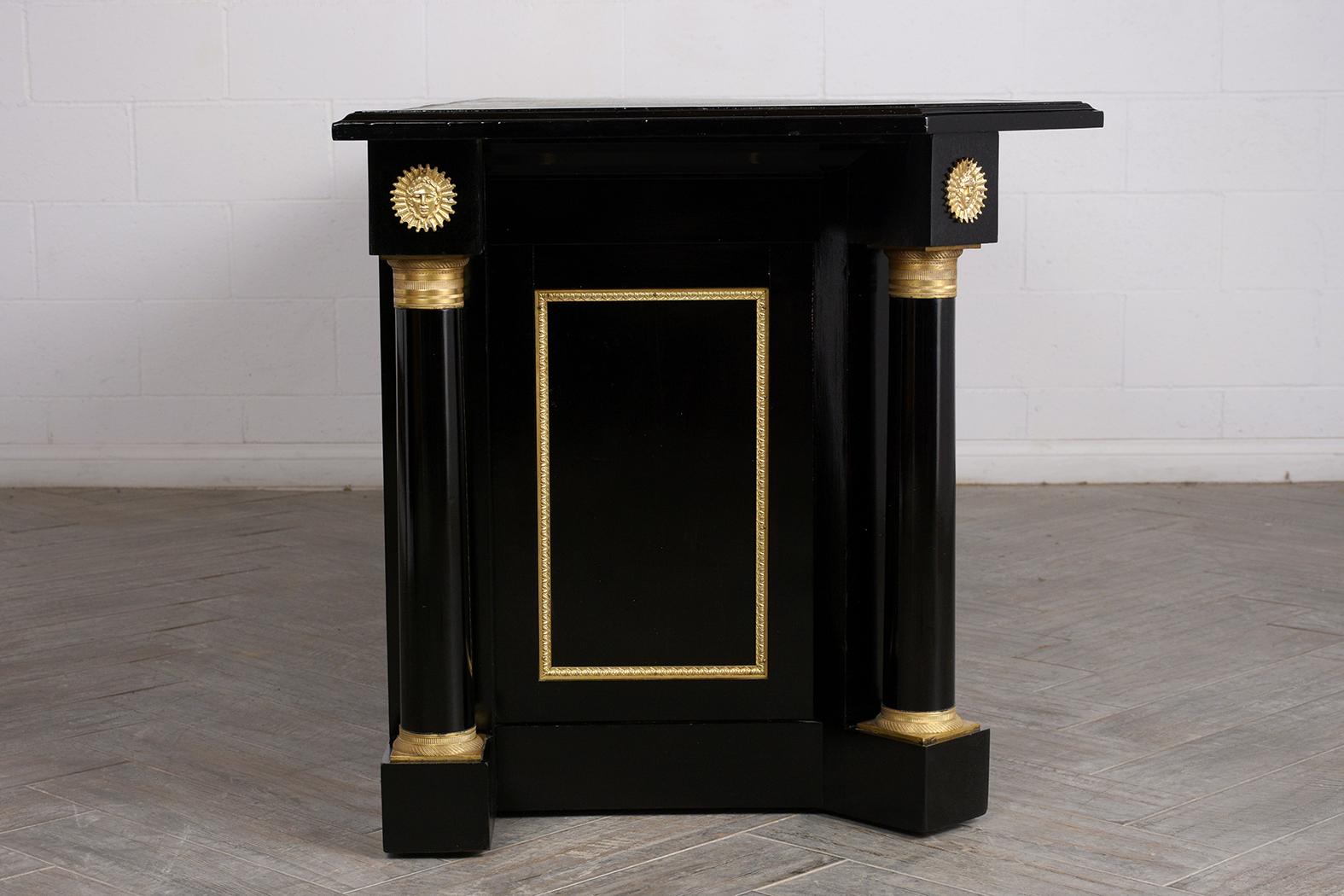 Hand-Crafted Ebonized 19th Century French Empire Style Pedestal Desk