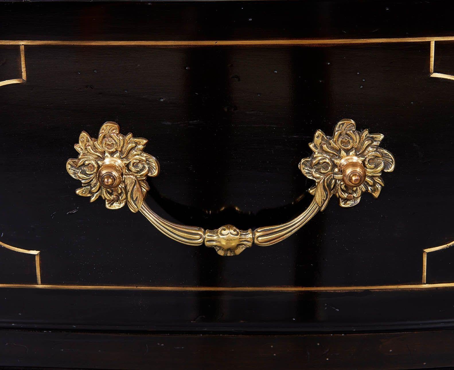 Ebonized and Brass Inlaid Commode For Sale 4