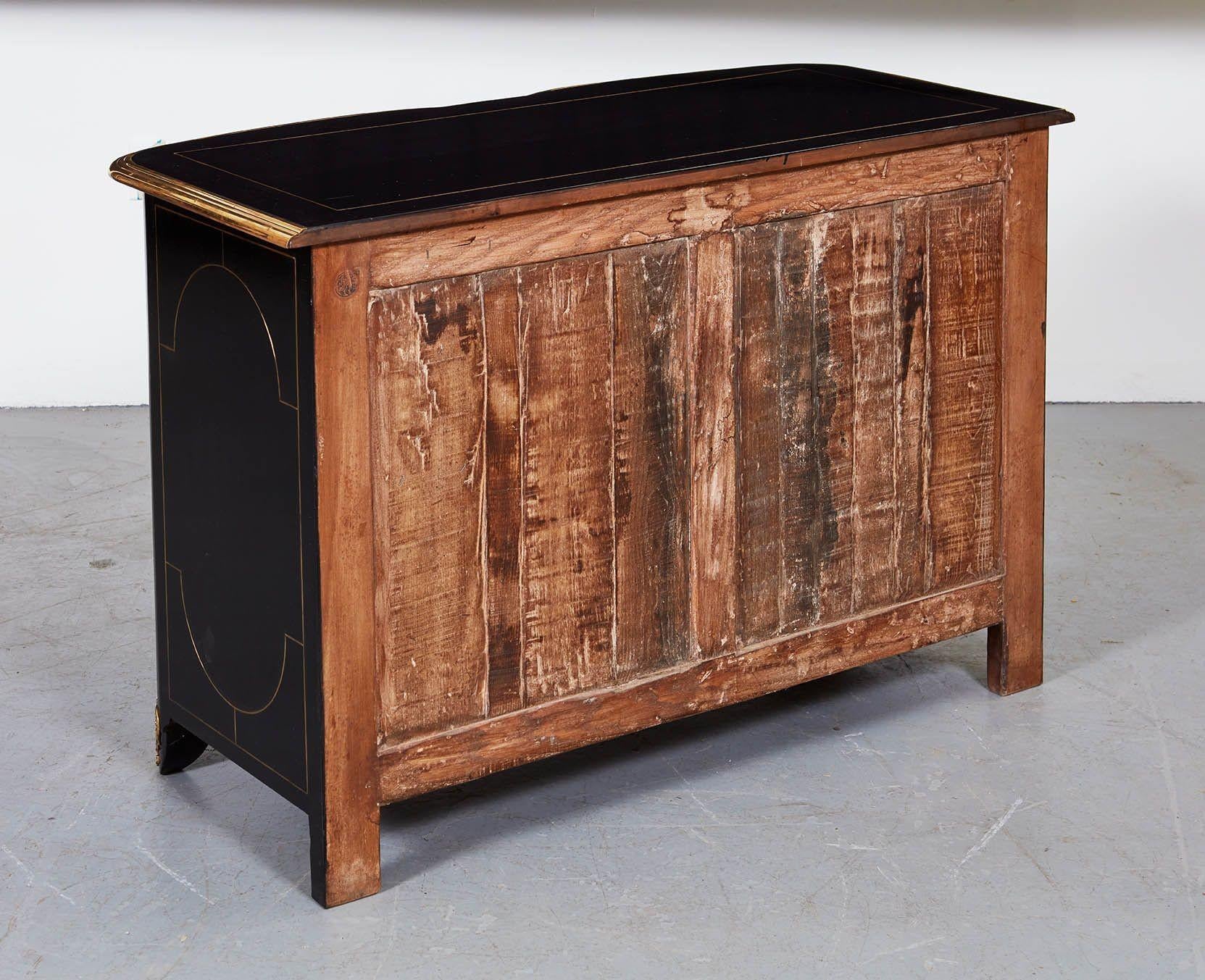 Ebonized and Brass Inlaid Commode For Sale 8