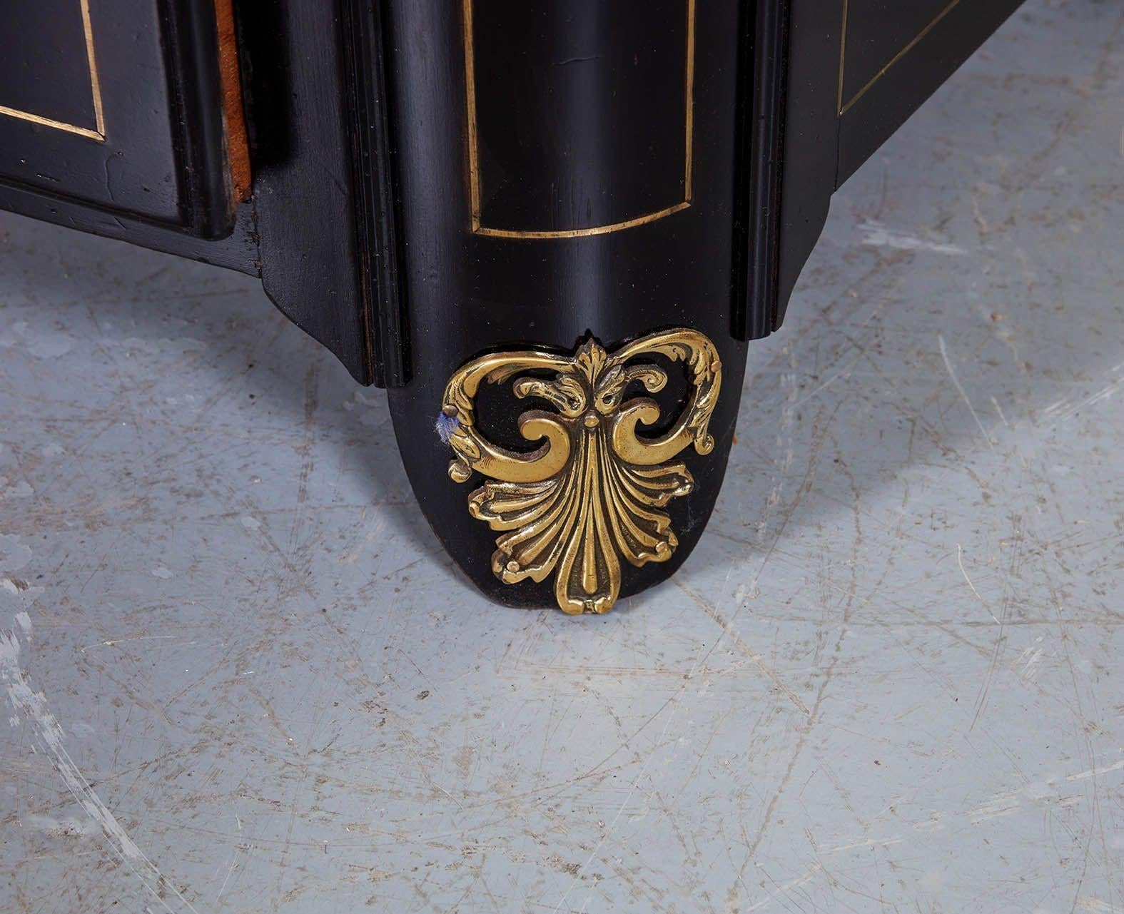 Ebonized and Brass Inlaid Commode For Sale 1