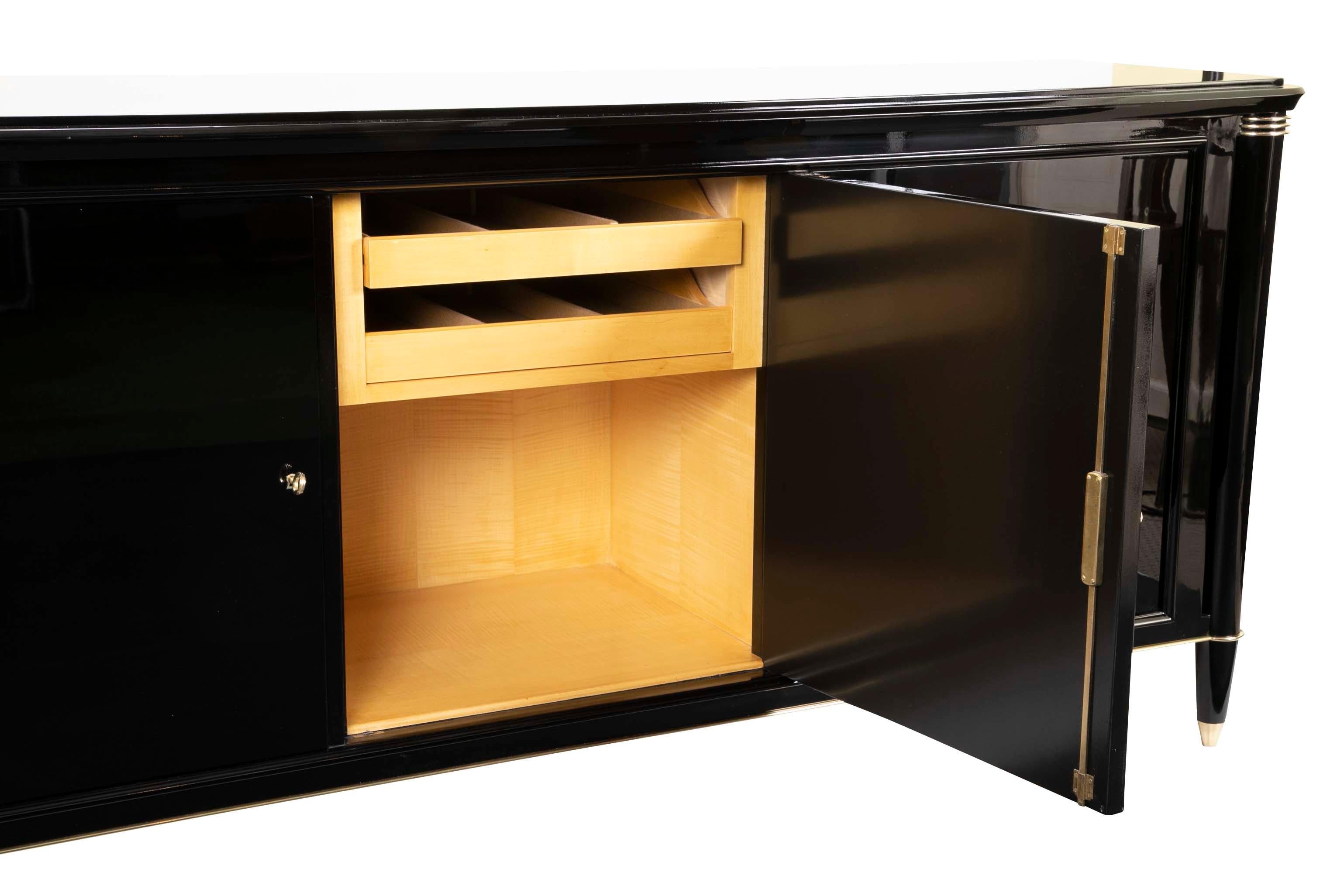 Ebonized and Brass-Mounted Credenza by Batistin Spade 4