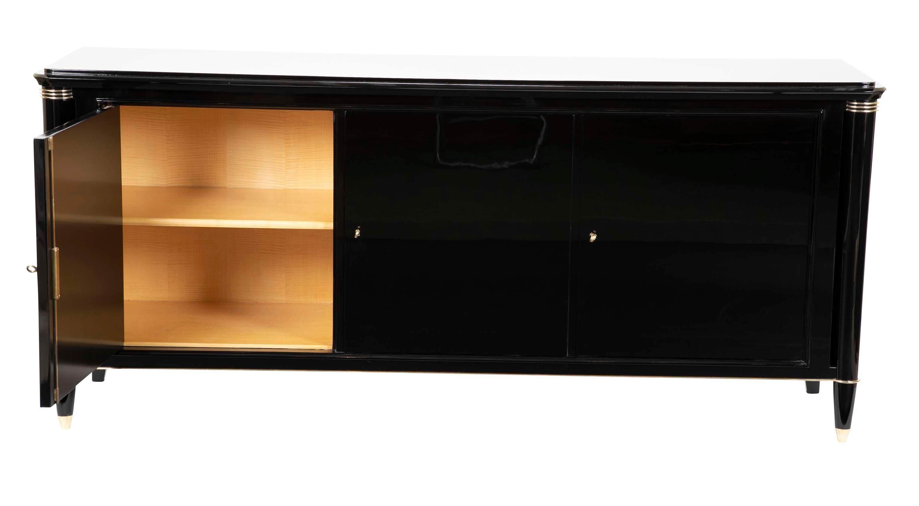 Ebonized and Brass-Mounted Credenza by Batistin Spade 5