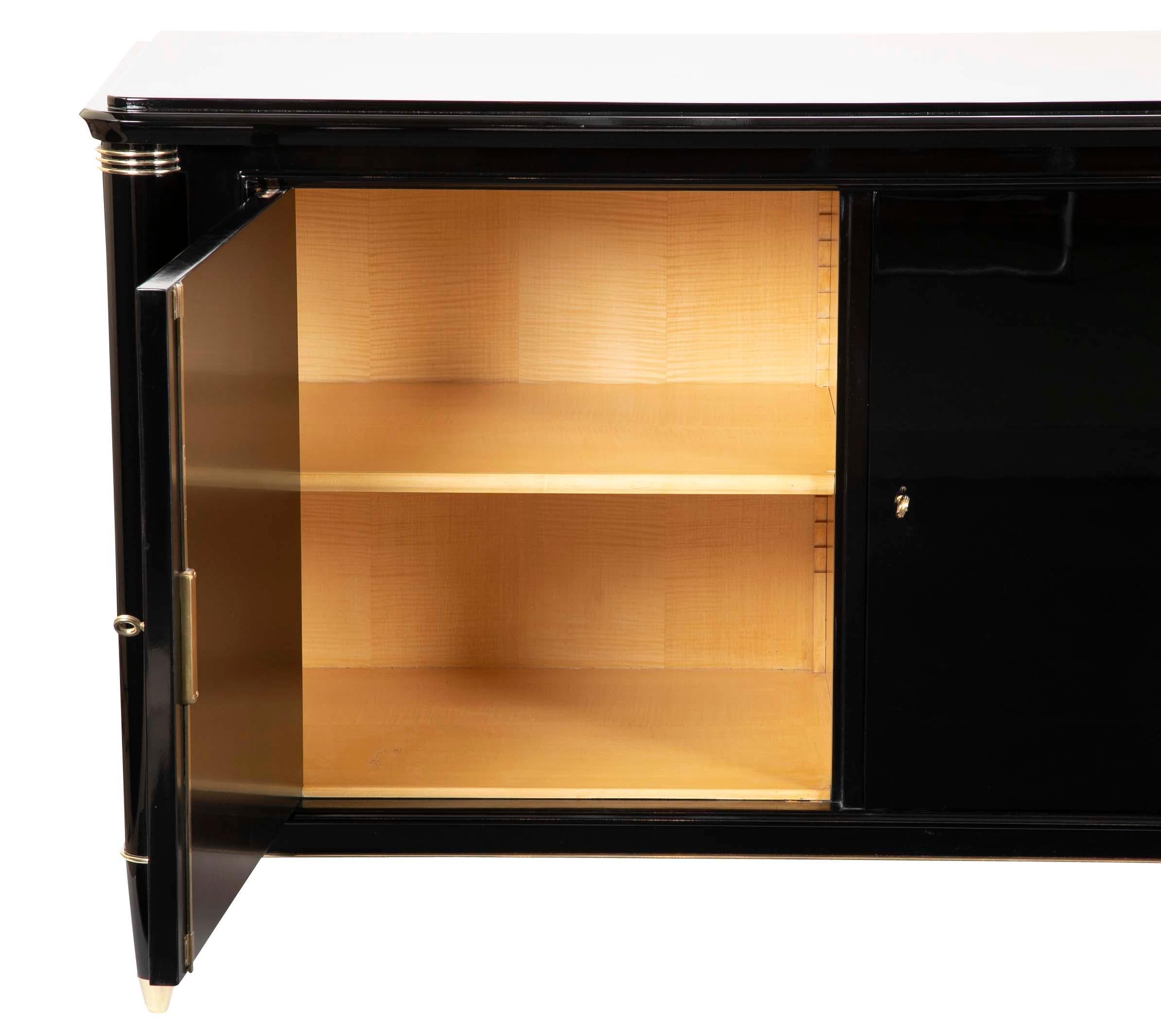 Ebonized and Brass-Mounted Credenza by Batistin Spade 6