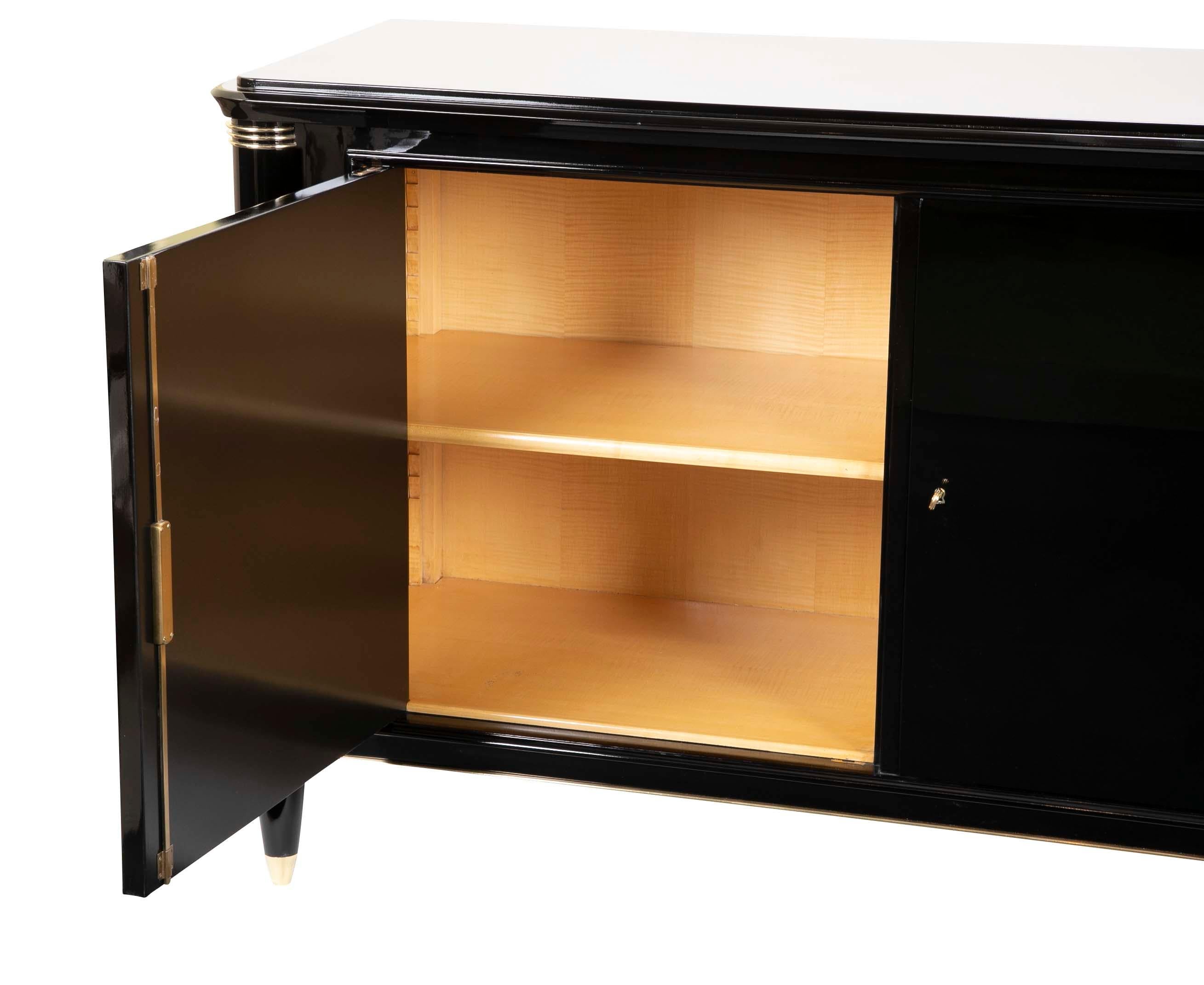 Ebonized and Brass-Mounted Credenza by Batistin Spade 7