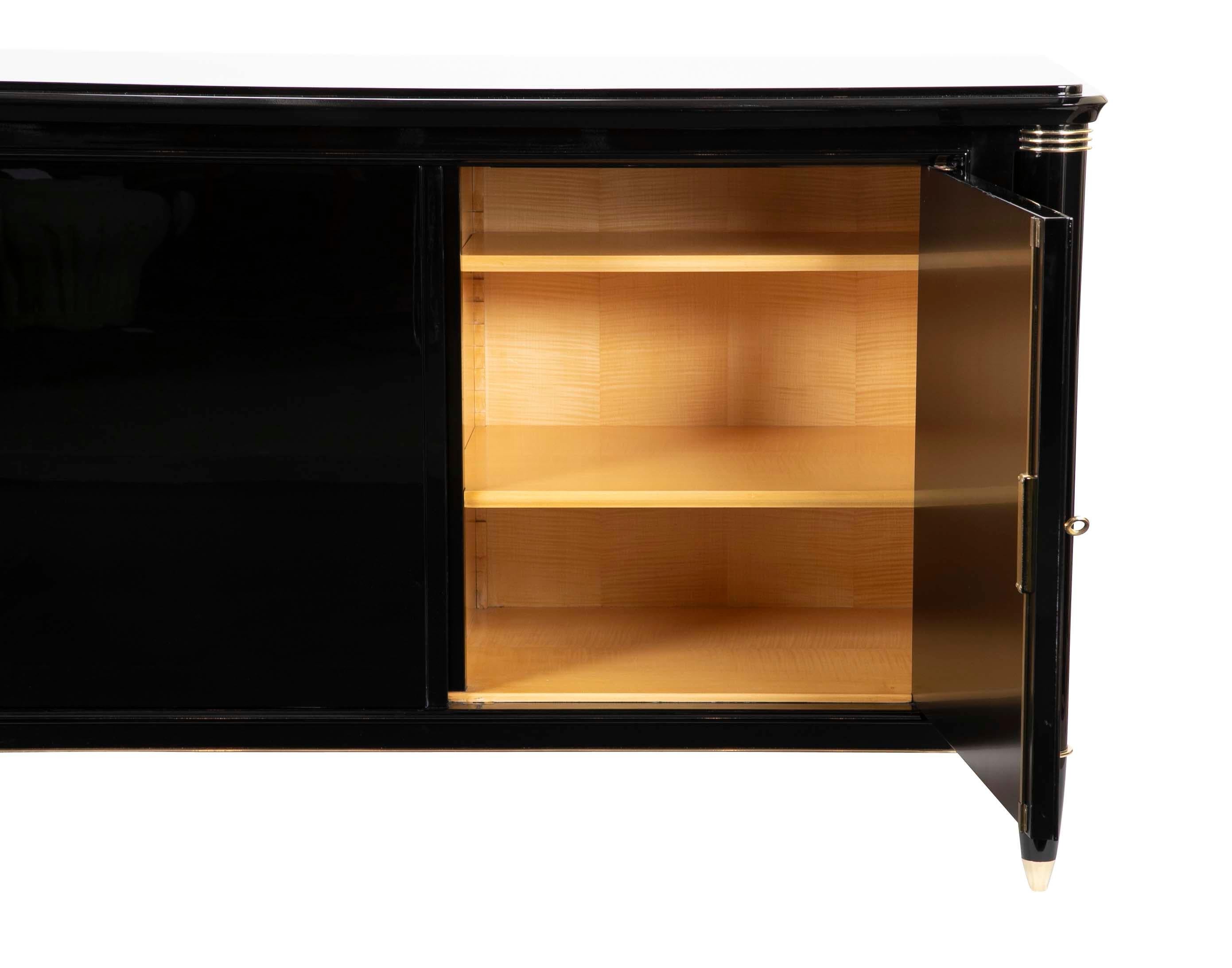 Ebonized and Brass-Mounted Credenza by Batistin Spade 9