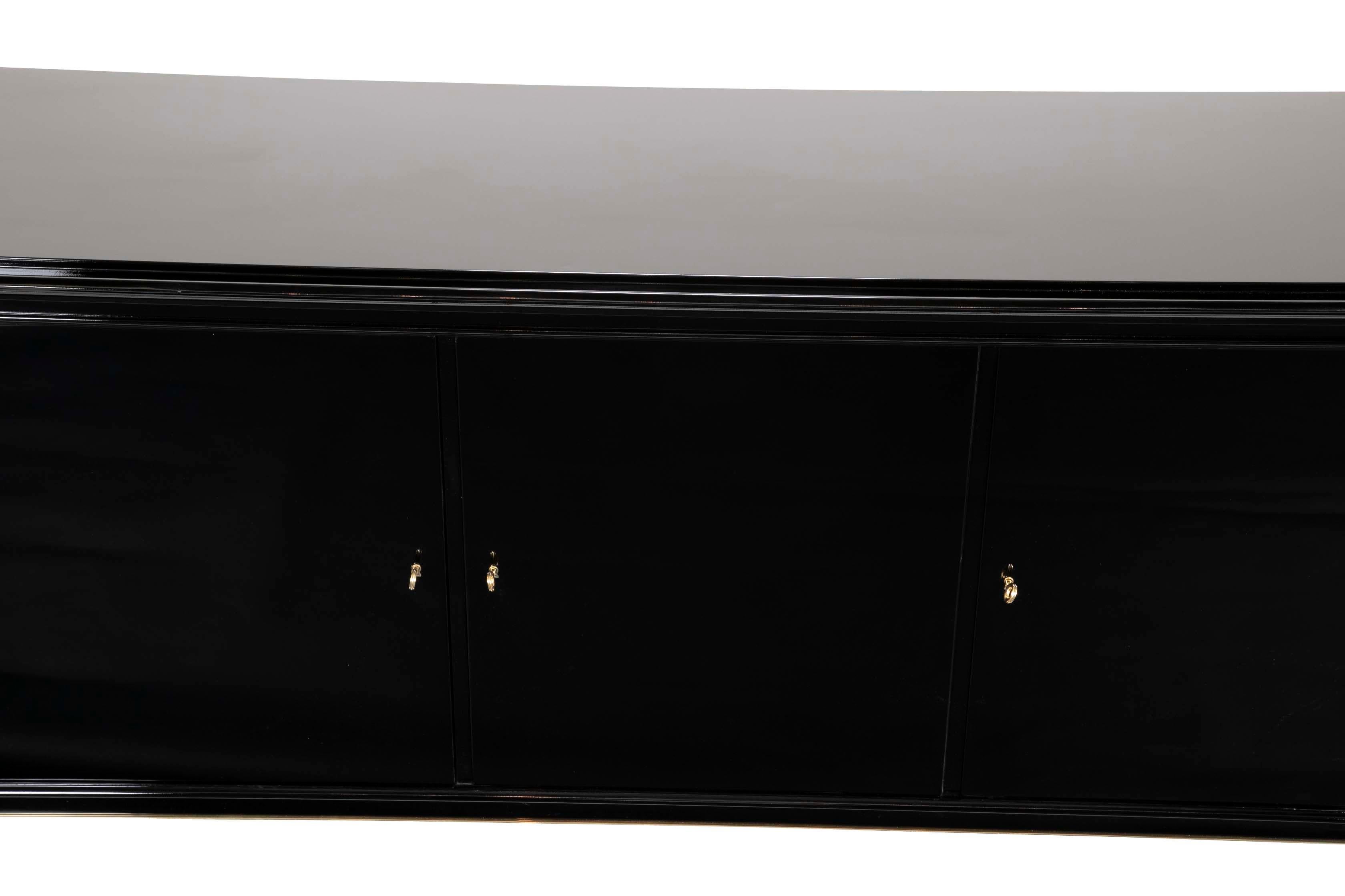 Ebonized and Brass-Mounted Credenza by Batistin Spade 11