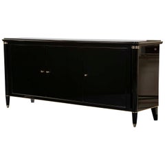 Vintage Ebonized and Brass-Mounted Credenza by Batistin Spade