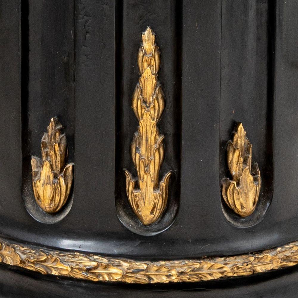 Ebonized and Gilded Carved Wood Column Pedestal For Sale 1