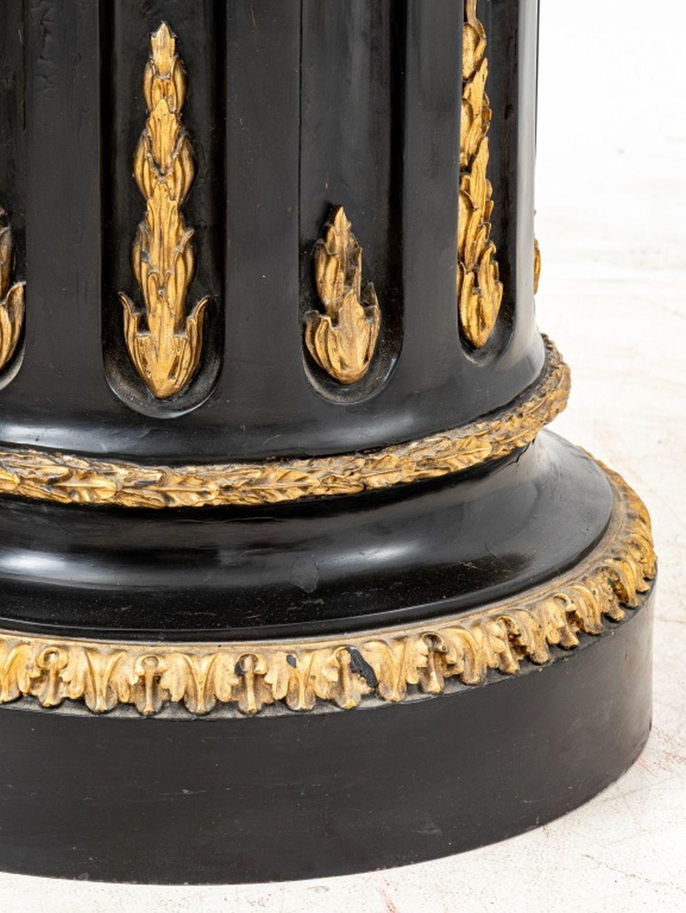 Ebonized and Gilded Carved Wood Column Pedestal For Sale 2