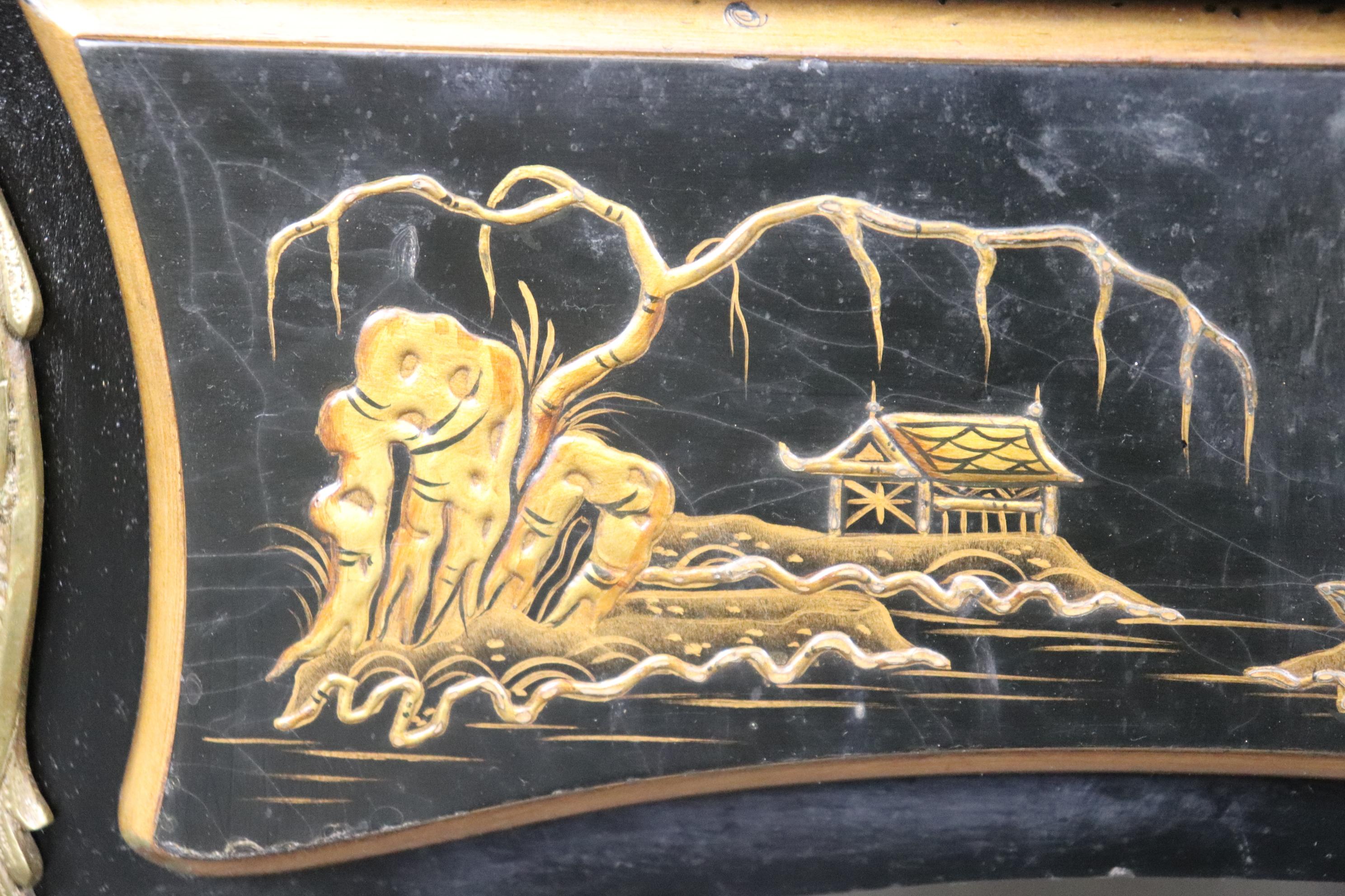 Ebonized and Gilded Chinoiserie Karges Leather Top Writing Executuve Desk For Sale 6