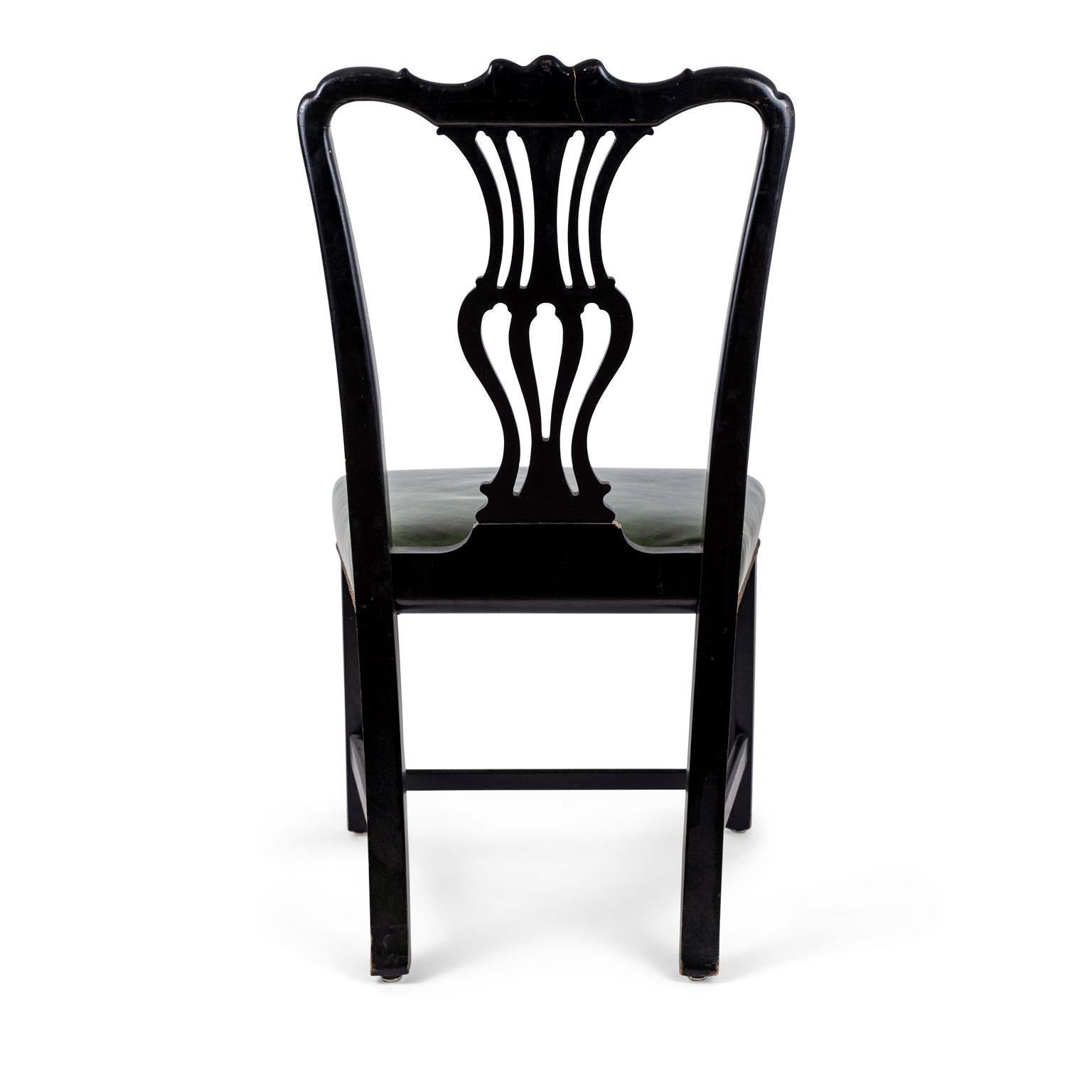 Late 20th Century Ebonized and Gilded Portuguese Side Chair For Sale