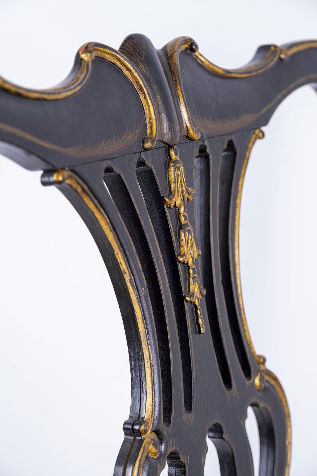 Ebonized and Gilded Portuguese Side Chair For Sale 2