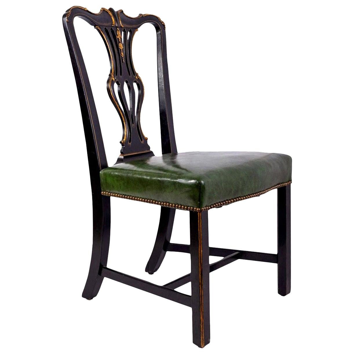 Ebonized and Gilded Portuguese Side Chair For Sale 8